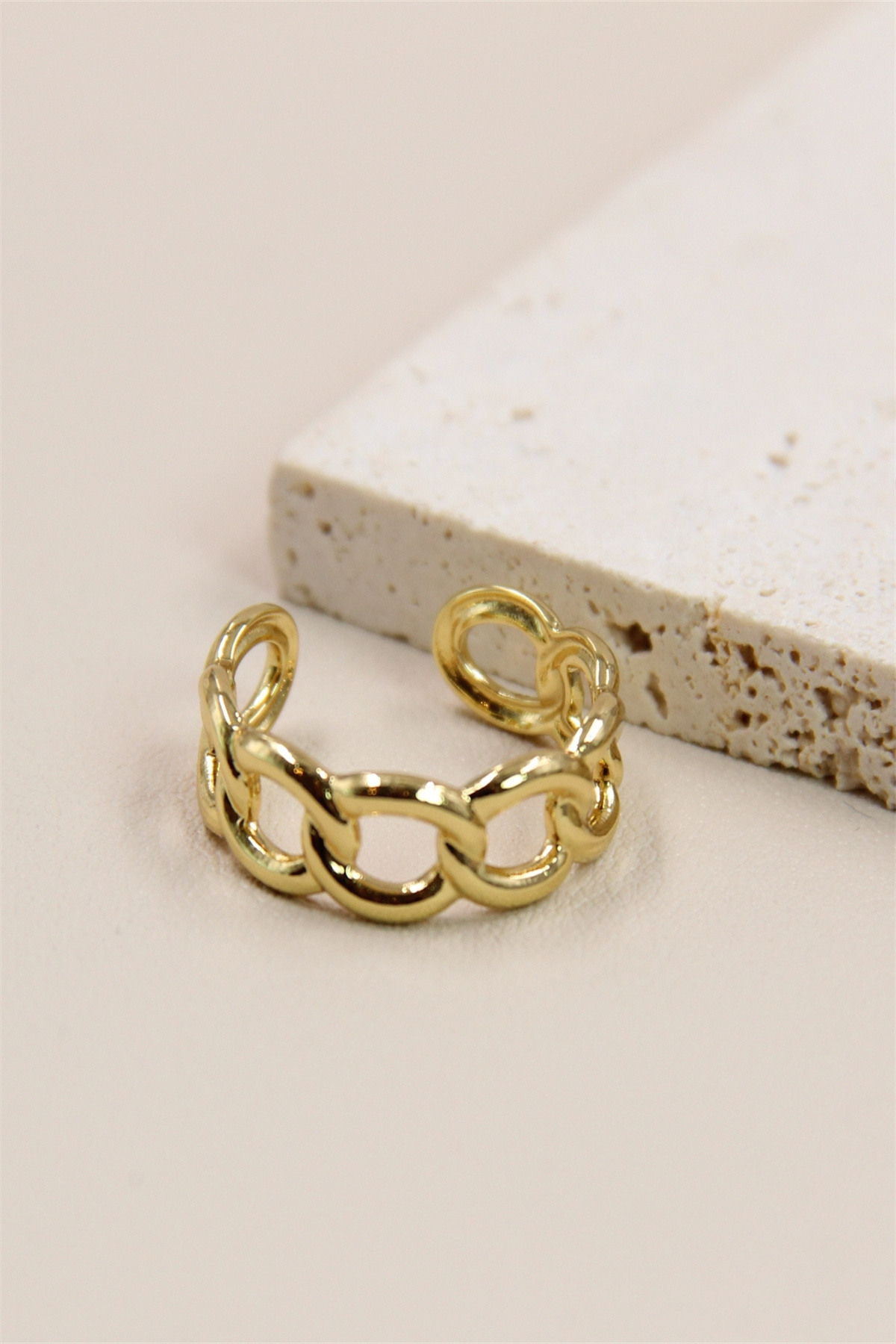 Grossiste Bellissima - Bague Ajustable Design Maillon en Acier Inoxydable