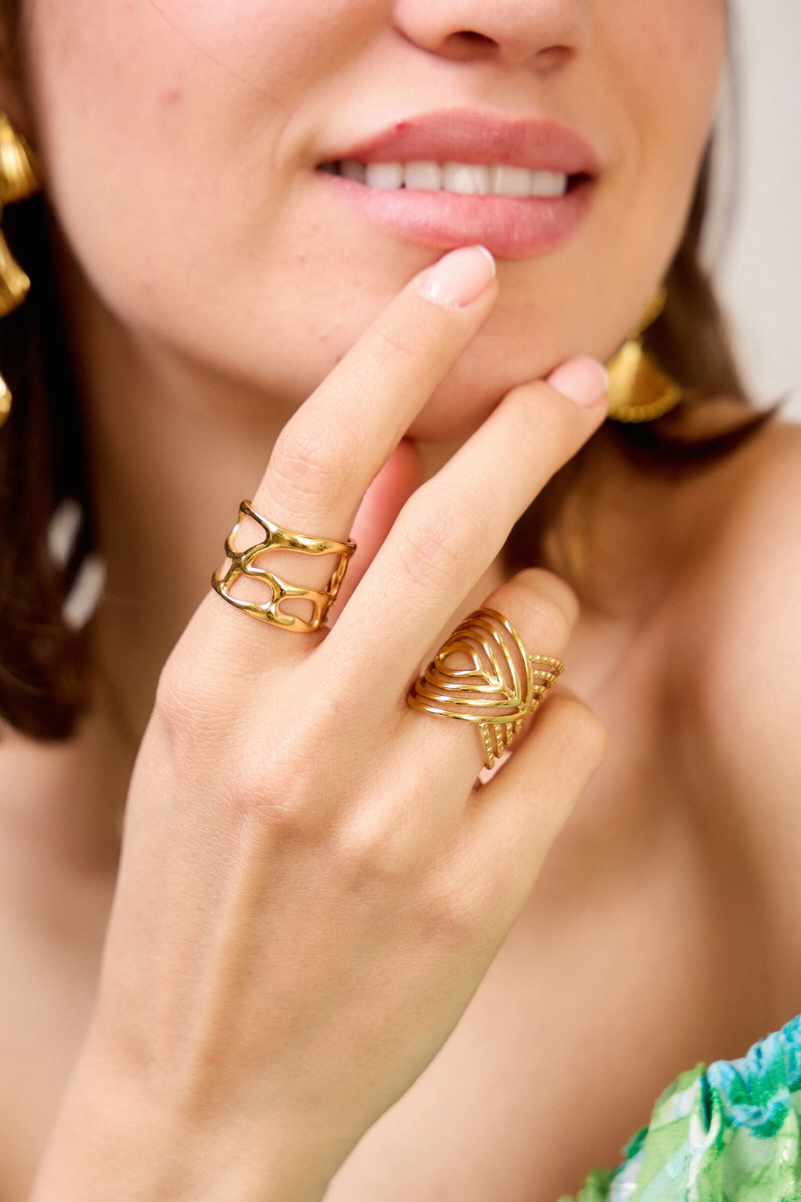 Mayorista Bellissima - Anillo geométrico geométrico de acero inoxidable: diseño moderno