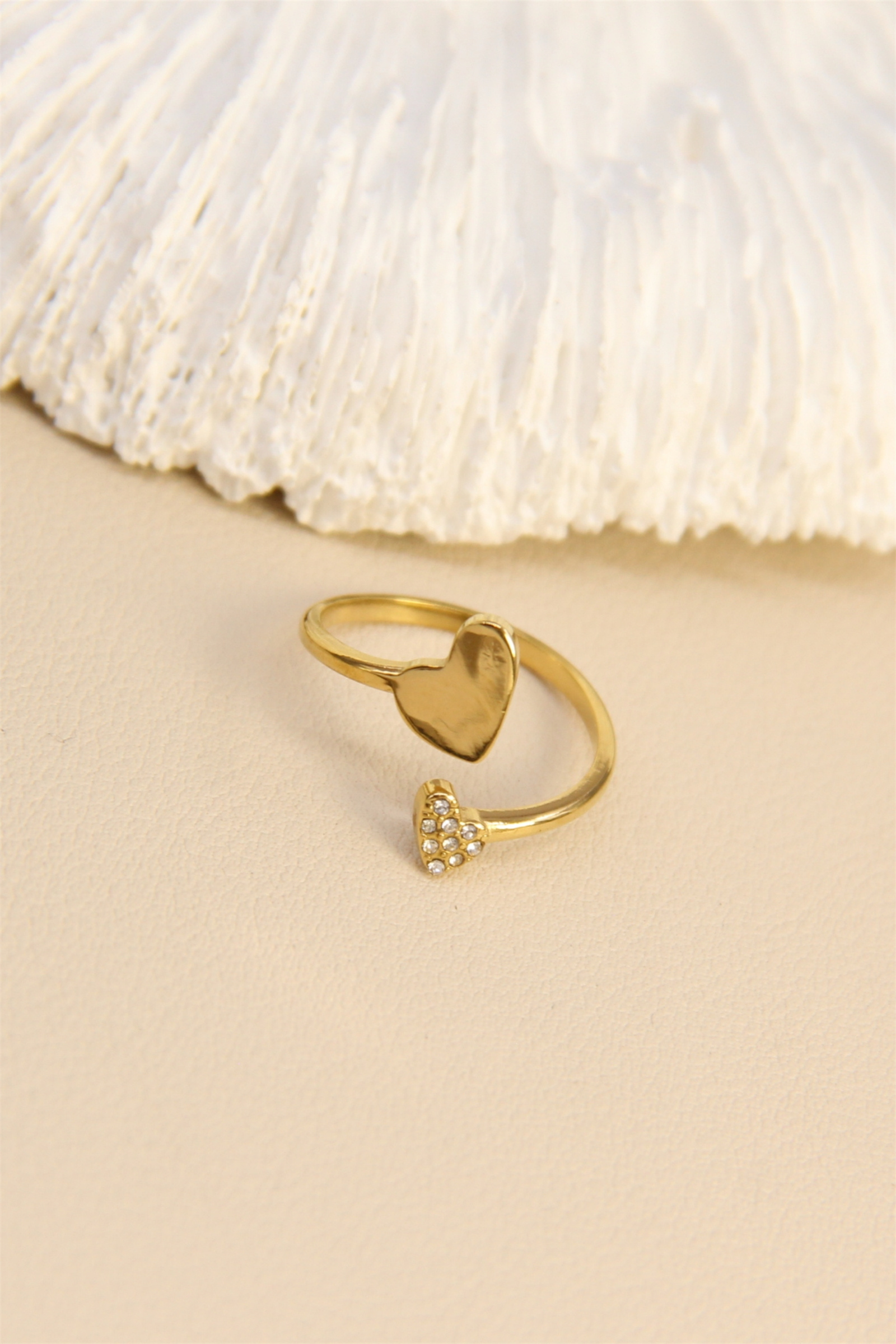 Mayorista Bellissima - Anillo ajustable doble corazón – Acero inoxidable