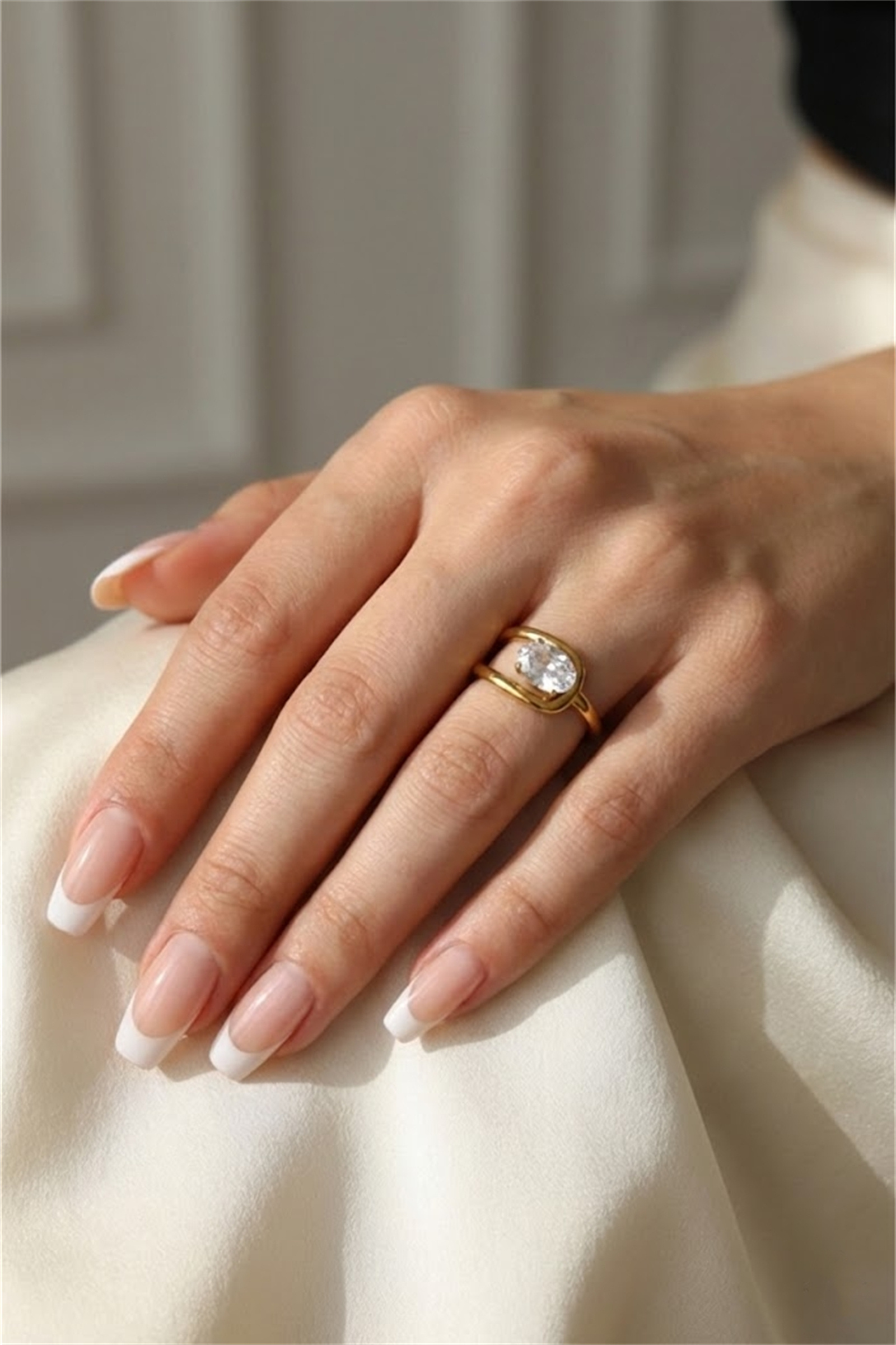 Grossiste Bellissima - Bague Dorée Ajustable en Acier Inoxydable Ornée de Cristal