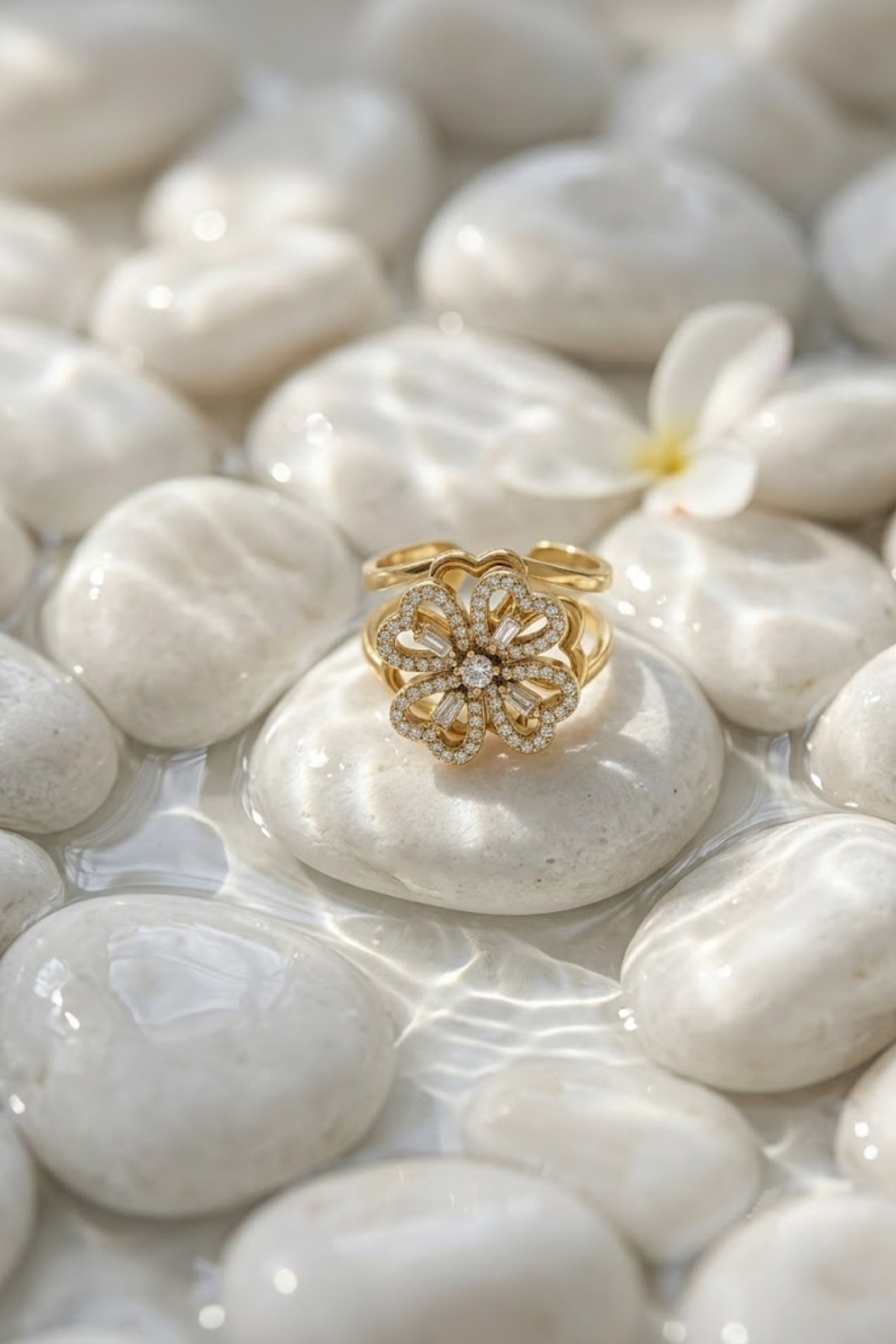Grossista Bellissima - Anello Antistress in Acciaio Inossidabile con Fiore di Strass – Chic & Luminoso