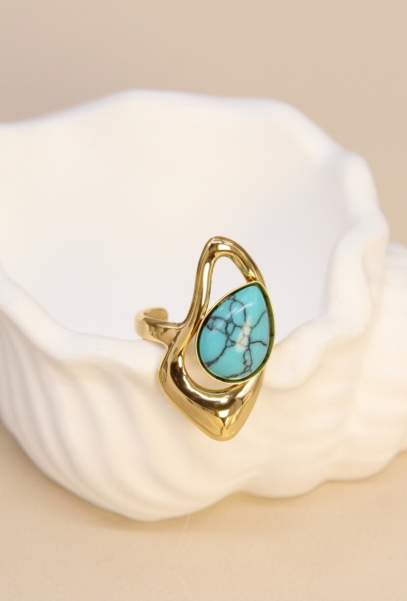 Mayorista Bellissima - Anillo de gota de acero inoxidable - Espíritu bohemio chic