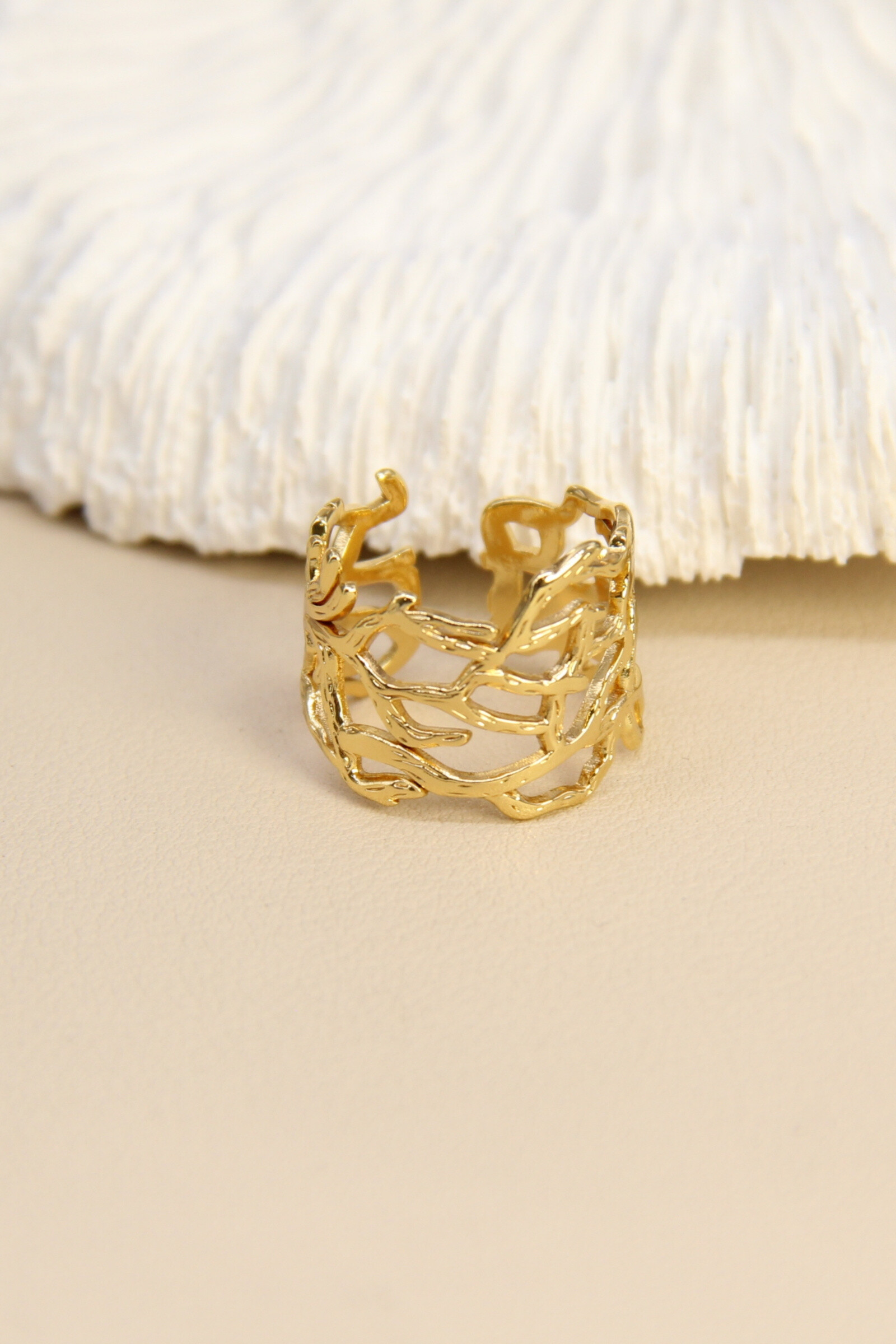 Grossista Bellissima - Anello effetto corallo traforato - Acciaio inossidabile