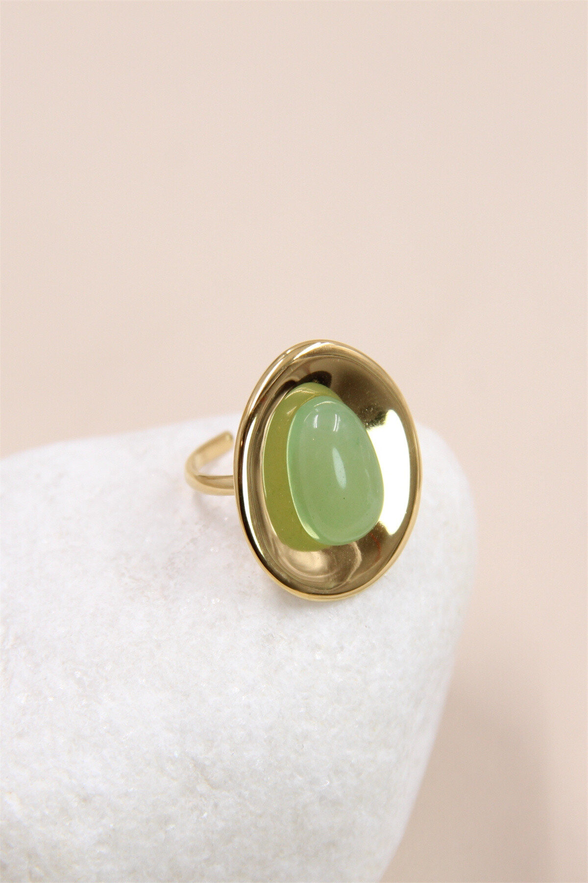 Grossista Bellissima - Anello di eleganza regolabile in acciaio inossidabile con pietra