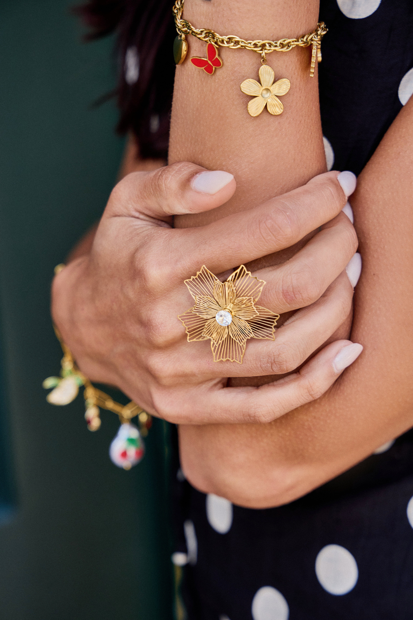 Grossiste Bellissima - Bague Fleur Ajustable – Élégance Filigrane