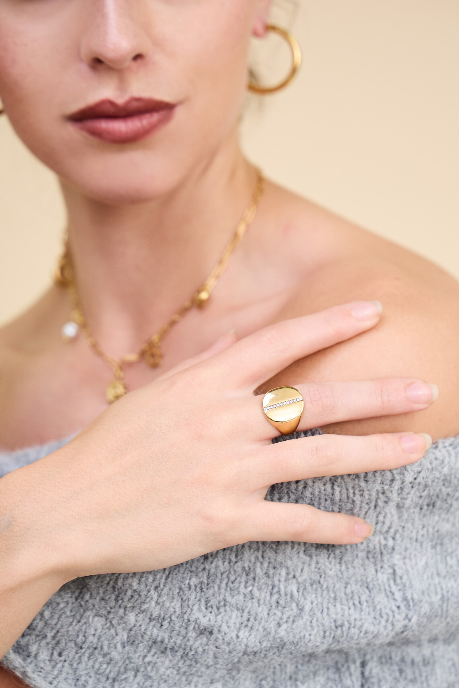 Grossiste Bellissima - Bague Ajustable Strass Acier Inoxydable