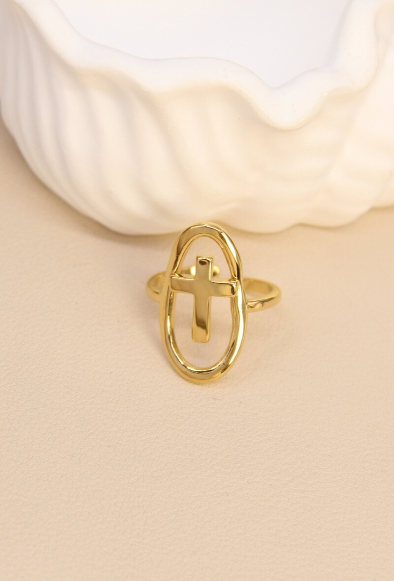 Mayorista Bellissima - Anillo de cruz de acero inoxidable