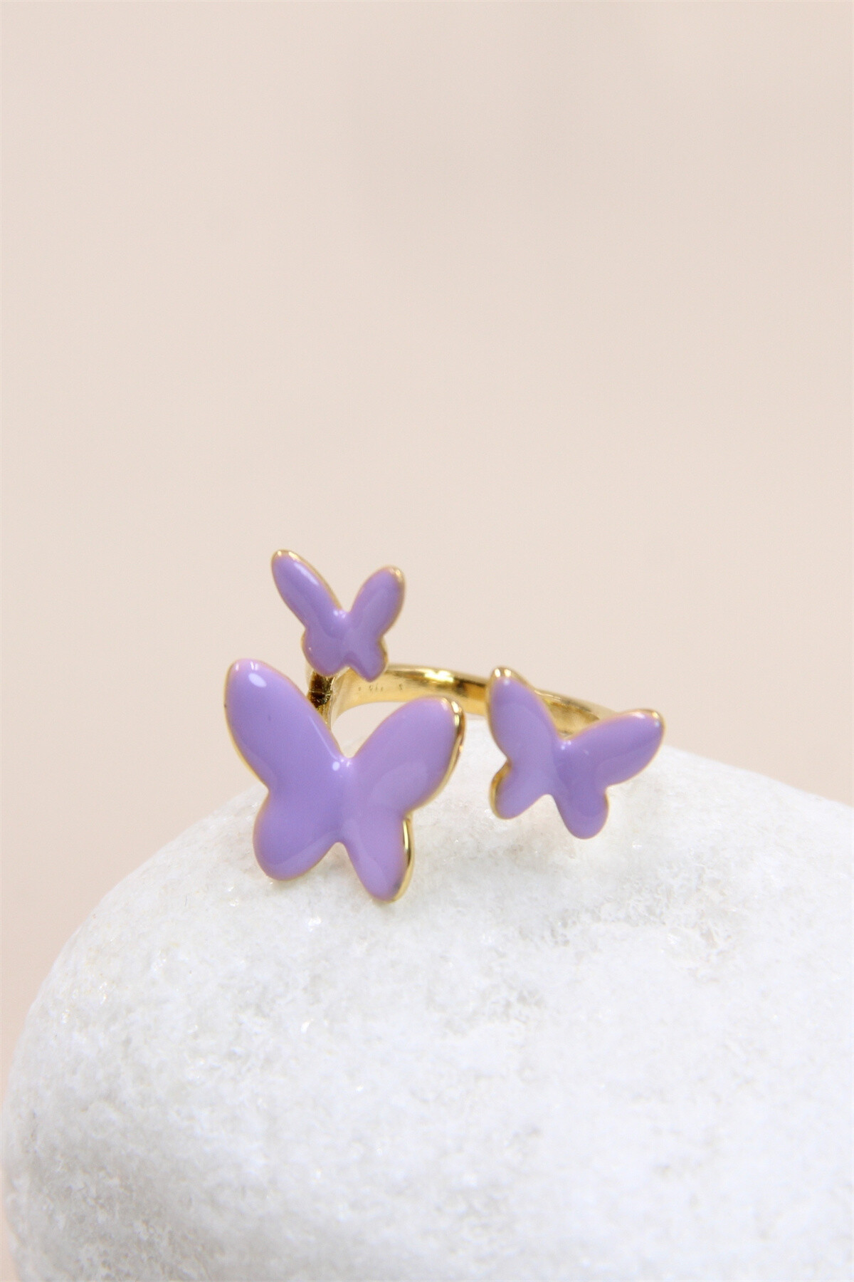 Wholesaler Bellissima - Adjustable Geometric Enameled Butterfly Ring in Stainless Steel