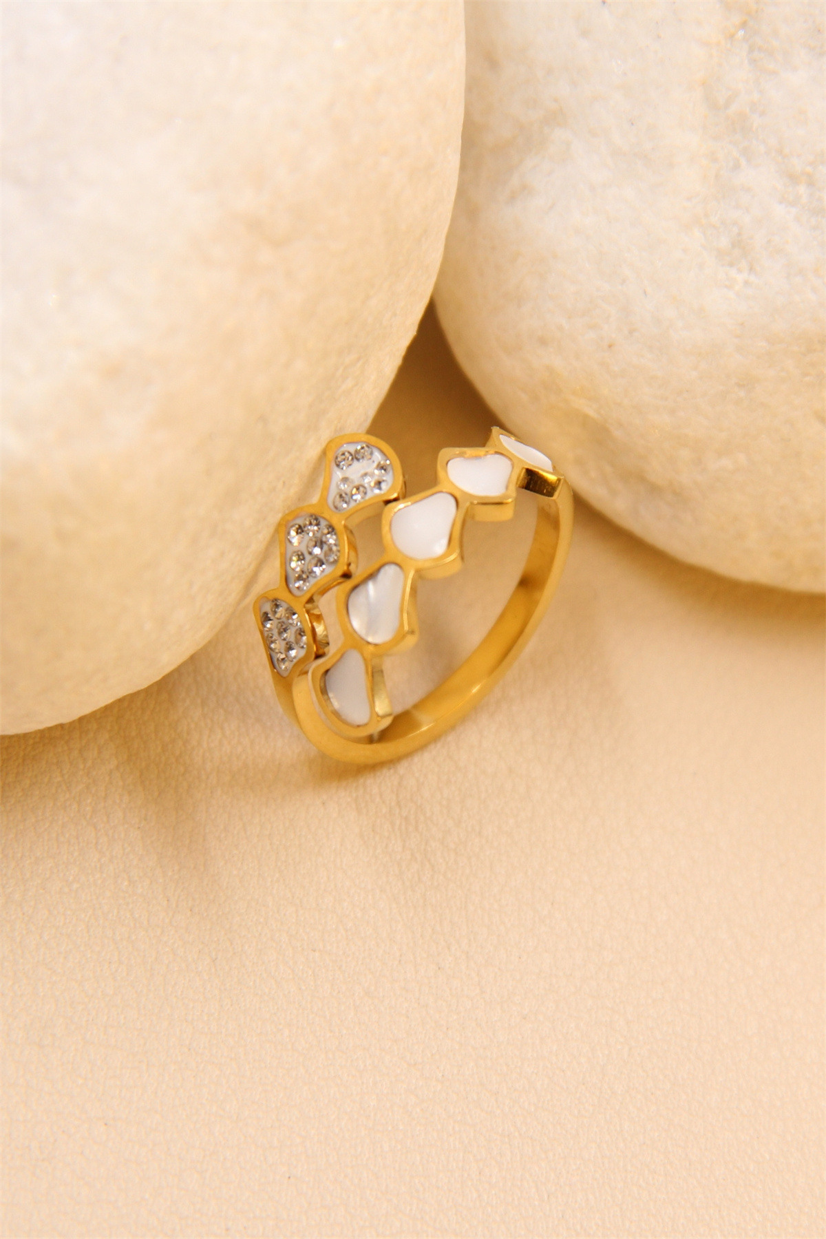 Grossiste Bellissima - Bague en Acier Inoxydable Ornée de Strass - Éclat de Prestige