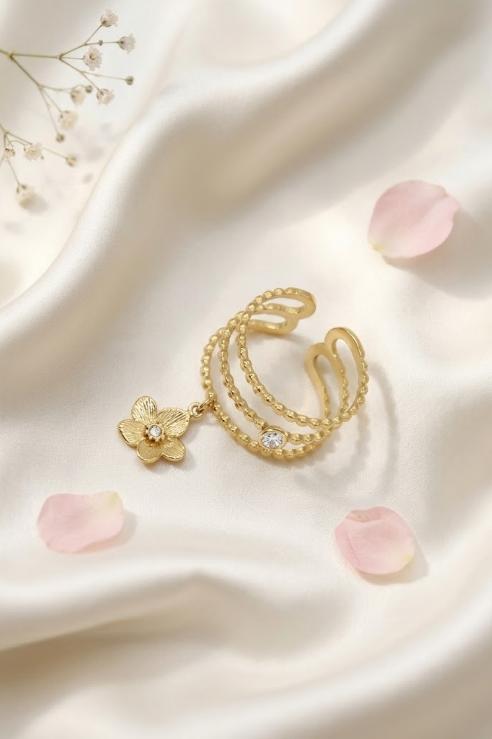 Großhändler Bellissima - Verstellbarer Blumen-Charm-Ring – Blumiger Charme