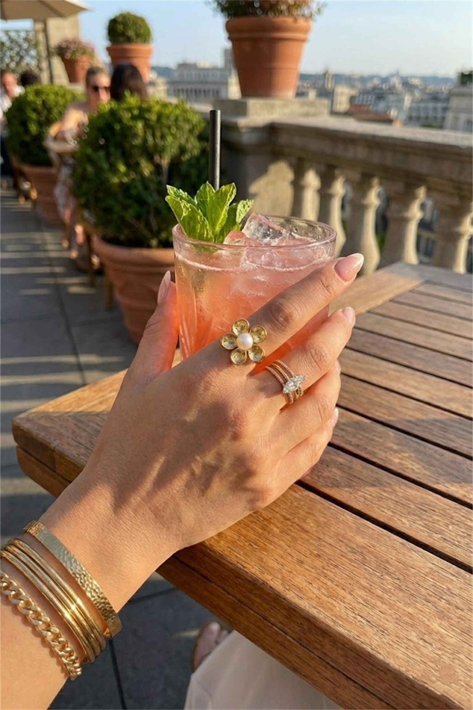 Grossiste Bellissima - Bague en Acier Inoxydable Fleur Ornée de Perle