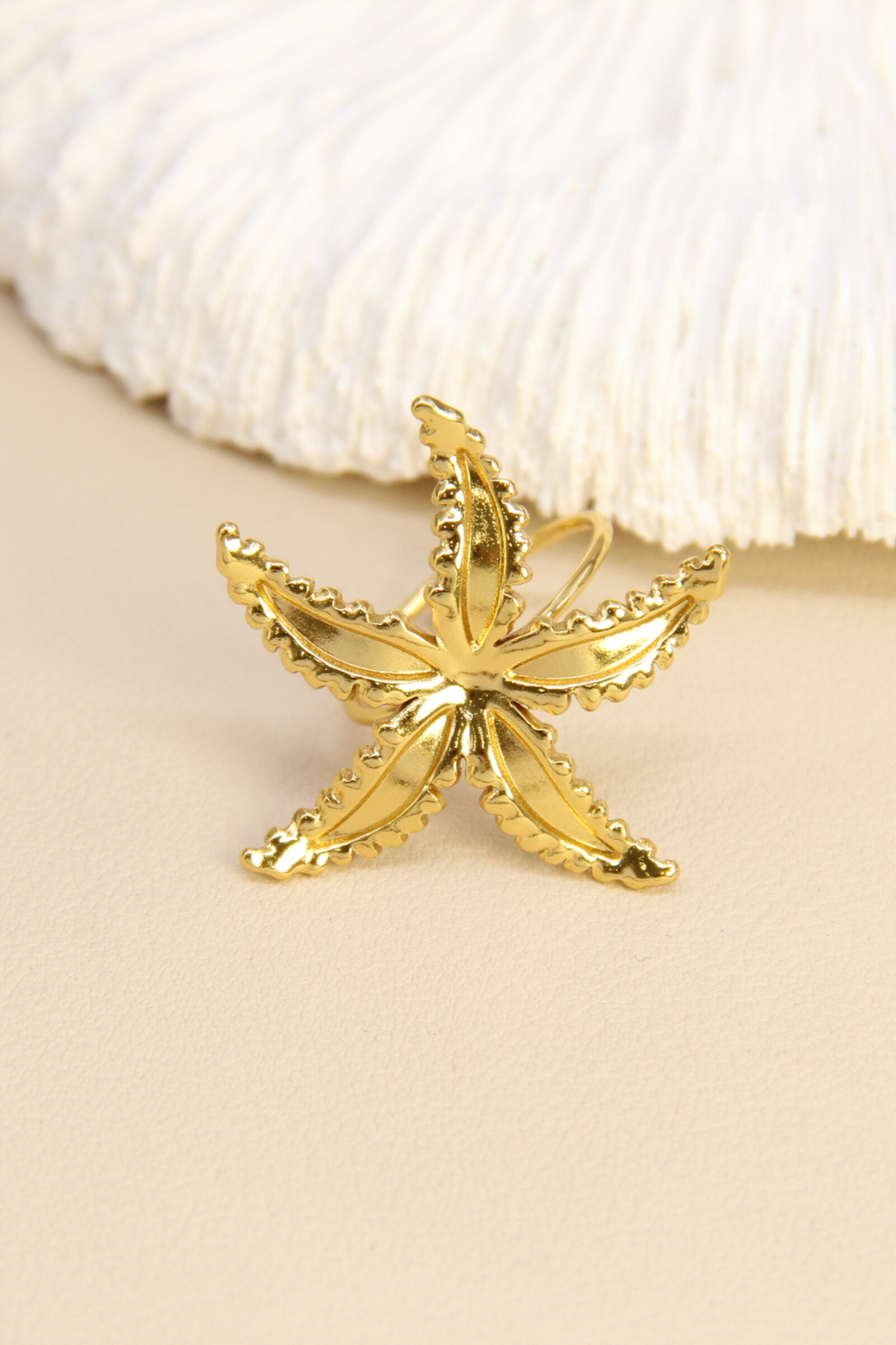 Grossista Bellissima - Anello a forma di stella marina - Eleganza marina in acciaio inossidabile