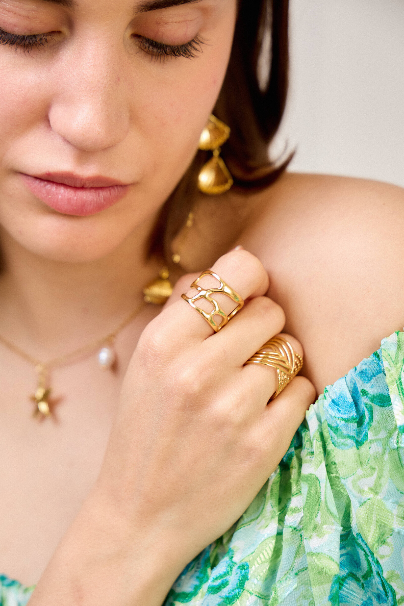 Grossiste Bellissima - Bague ajustable géométrique en acier inoxydable - Élégance Contemporaine