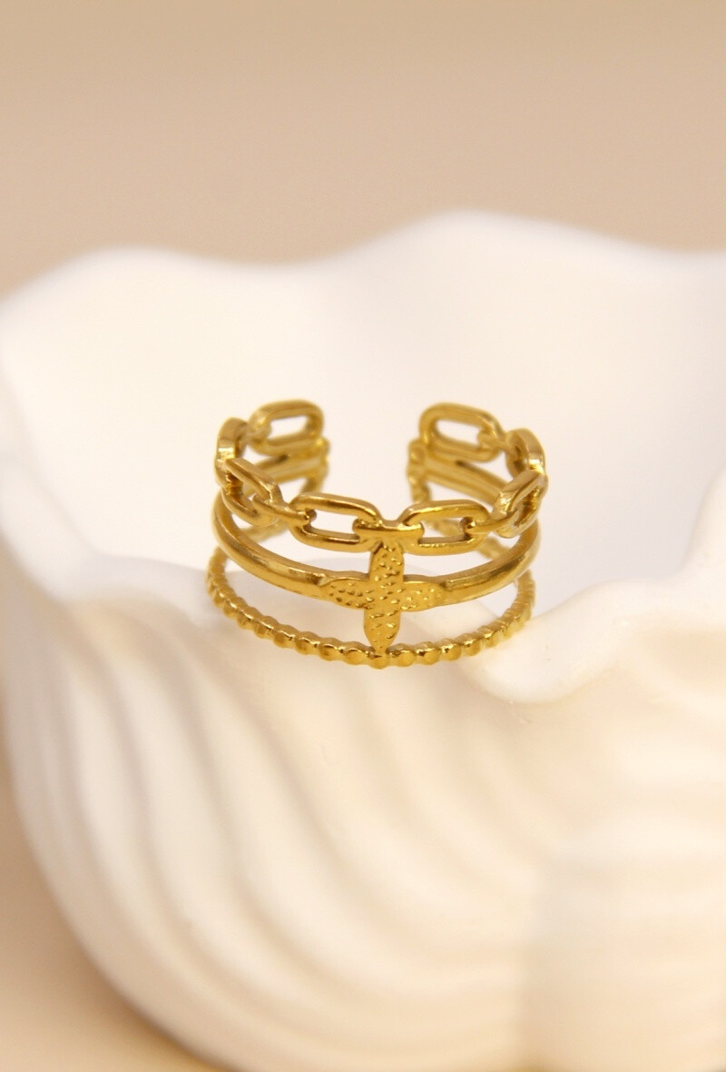 Mayorista Bellissima - Anillo de estrella de mar - Inspiración marina en acero inoxidable