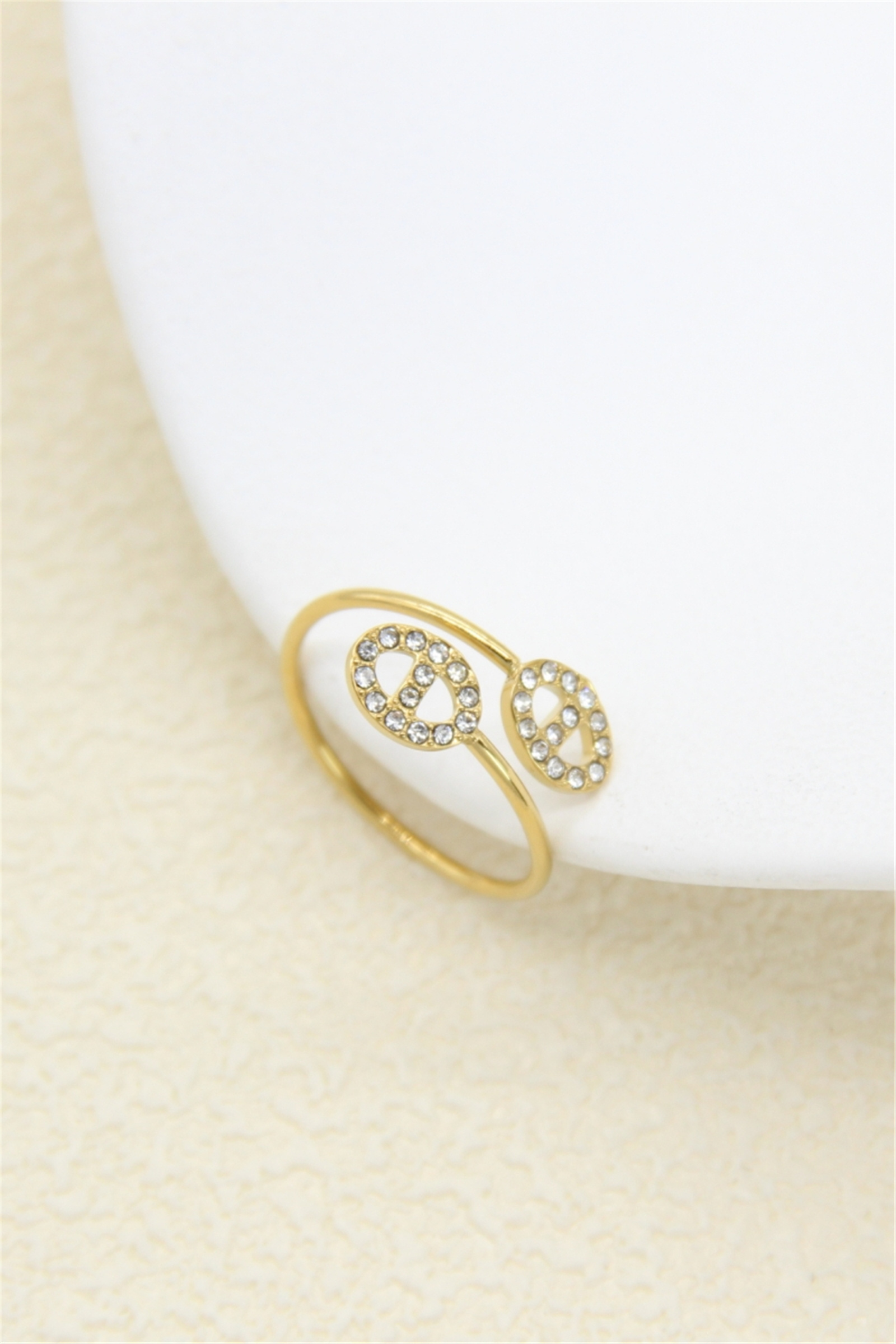 Grossiste Bellissima - Bague Boucle Marine Dorée – Acier Inoxydable & Strass