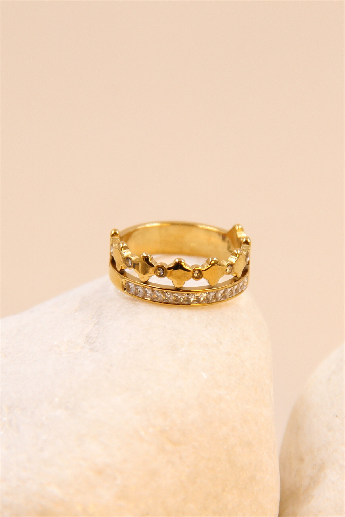 Grossista Bellissima - Anello in acciaio inossidabile - eleganza scintillante