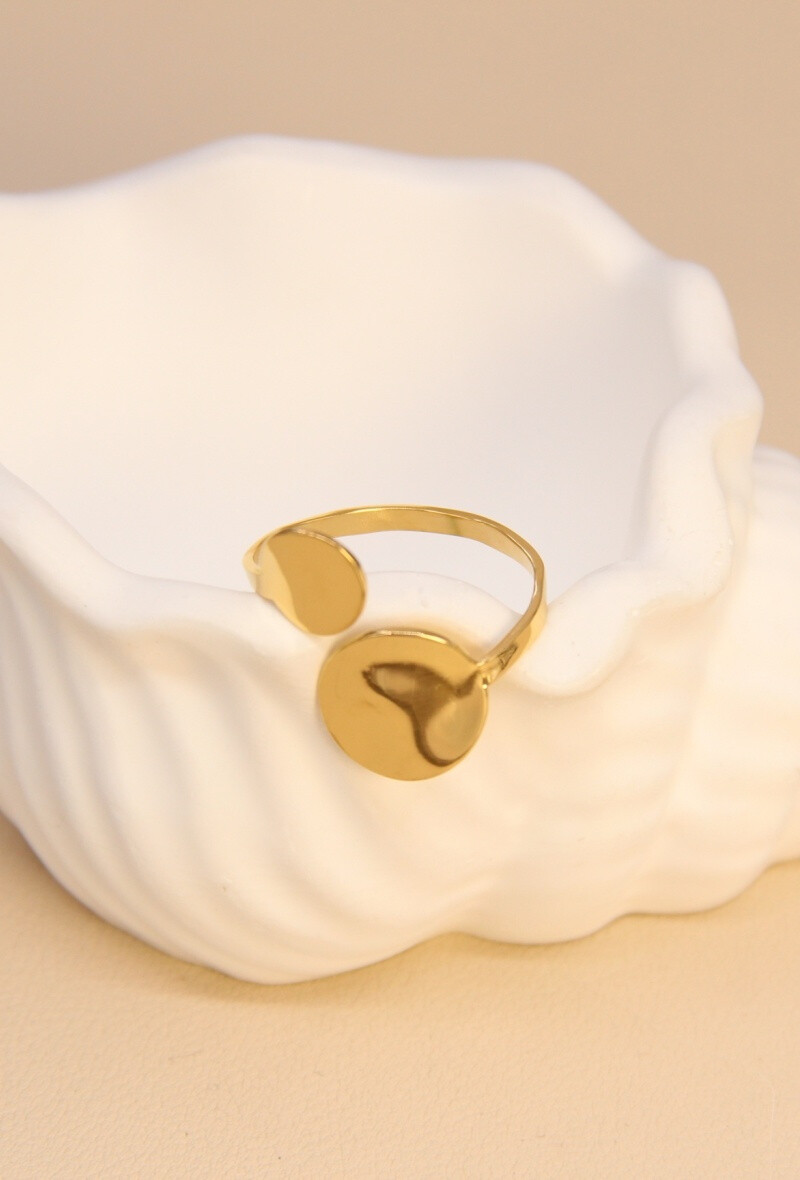 Mayorista Bellissima - Anillo Duo Sparkle en acero inoxidable dorado