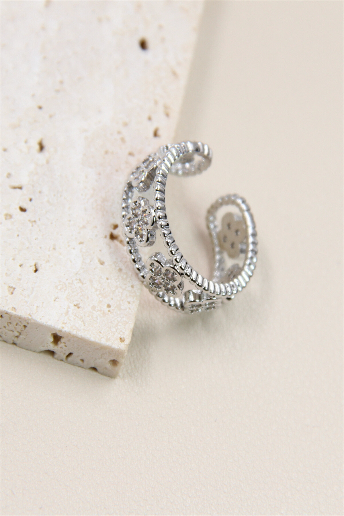 Wholesaler Bellissima - Adjustable ringing ring stainless steel rhinestones