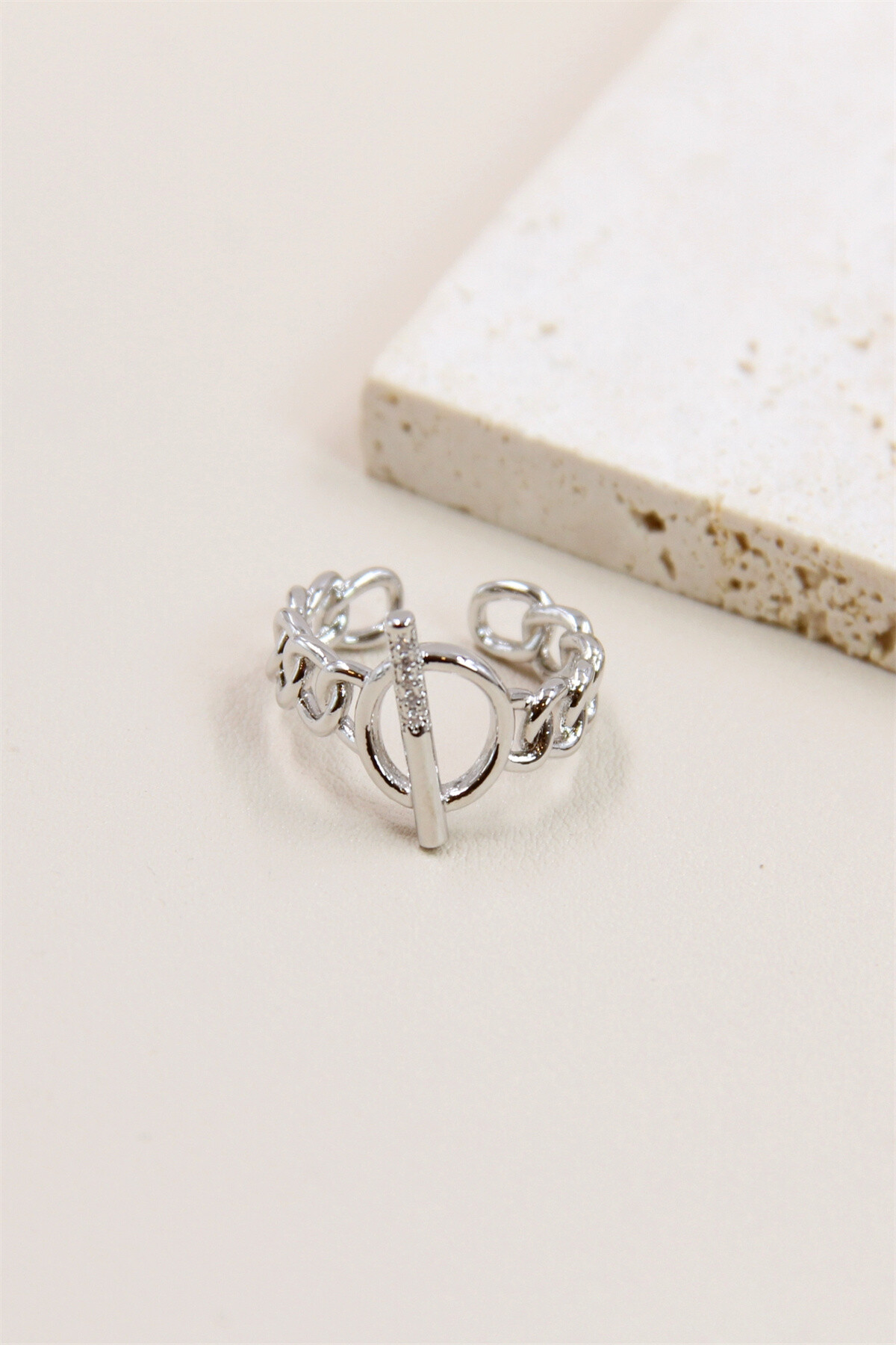 Wholesaler Bellissima - Adjustable ring design stainless steel rhinestone loop