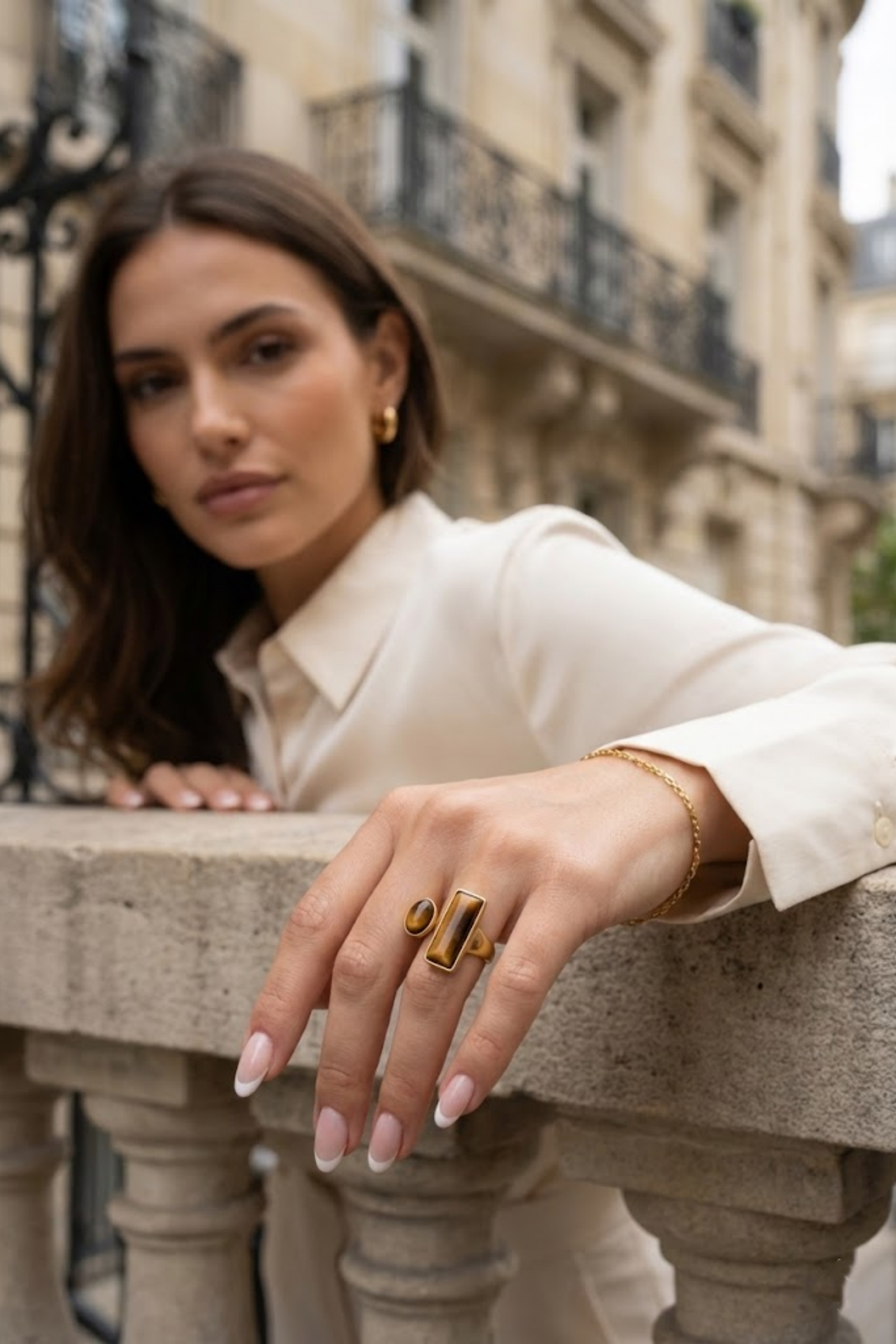 Grossiste Bellissima - Bague ajustable pierre naturelle – Acier inoxydable