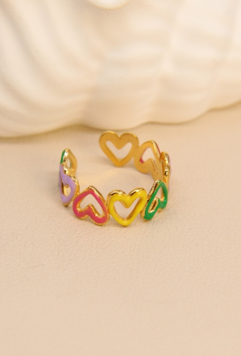 Grossiste Bellissima - Bague cœurs multicolores en acier inoxydable – Style fun & feel good