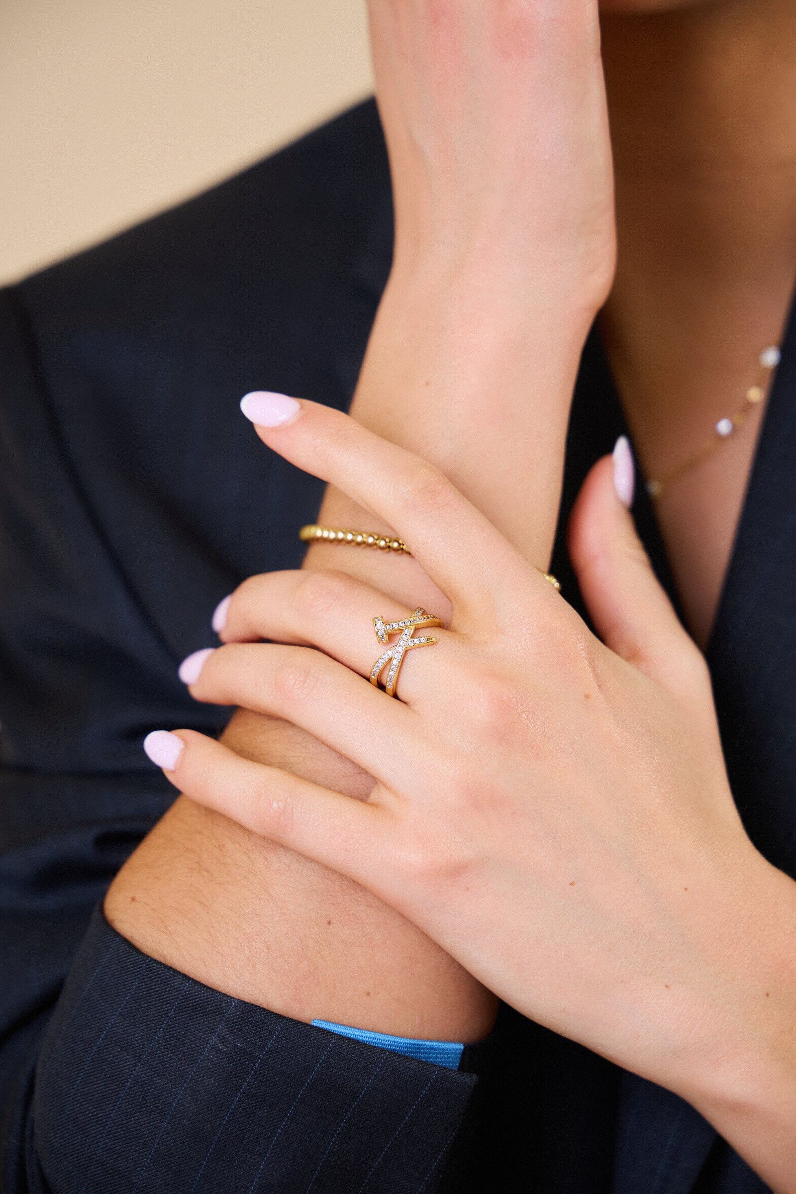Wholesaler Bellissima - Adjustable ring - Strave nail charm: Modernity and EDGE in stainless steel