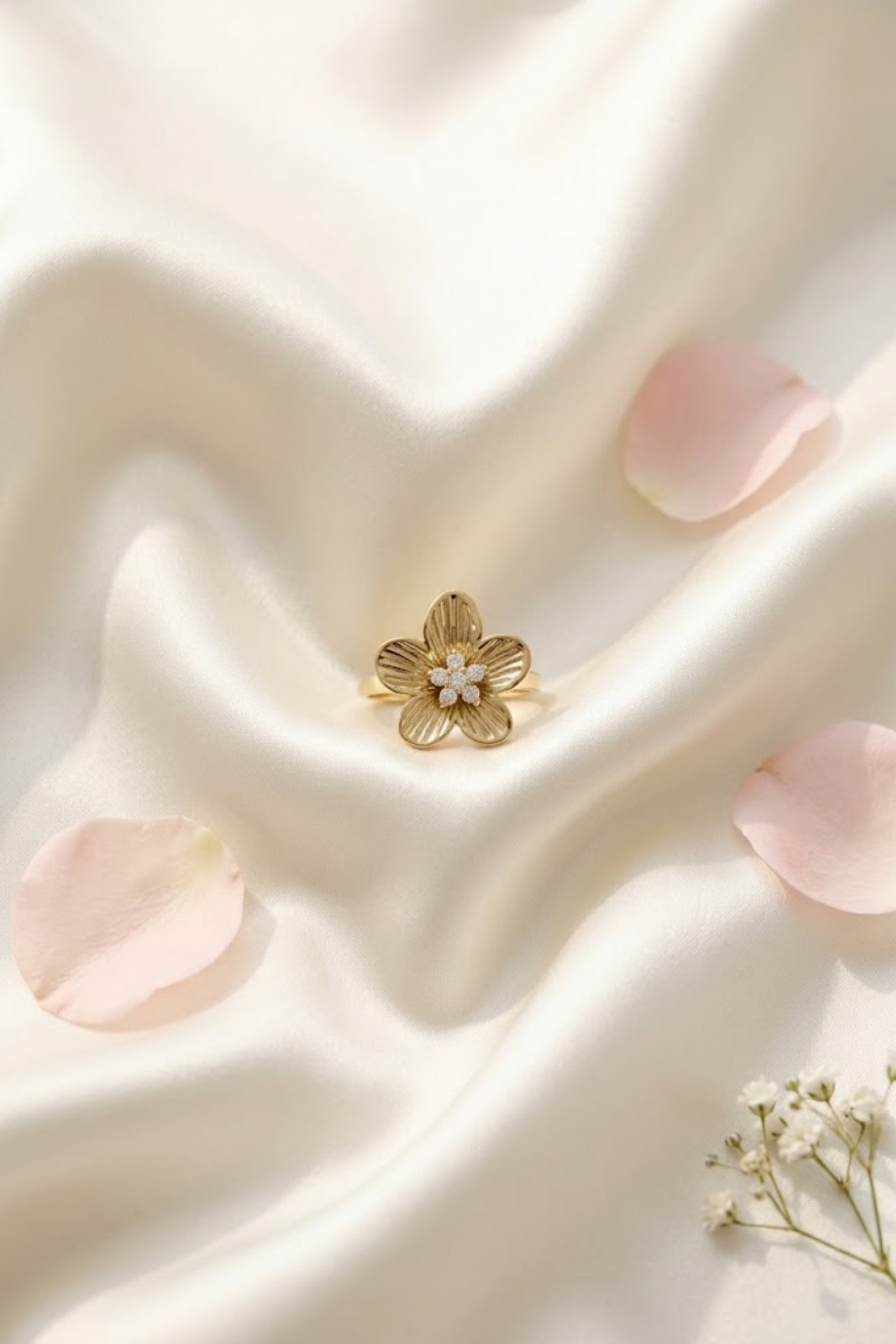 Grossiste Bellissima - Bague Fleur Strass – Charme Floral & Féminin