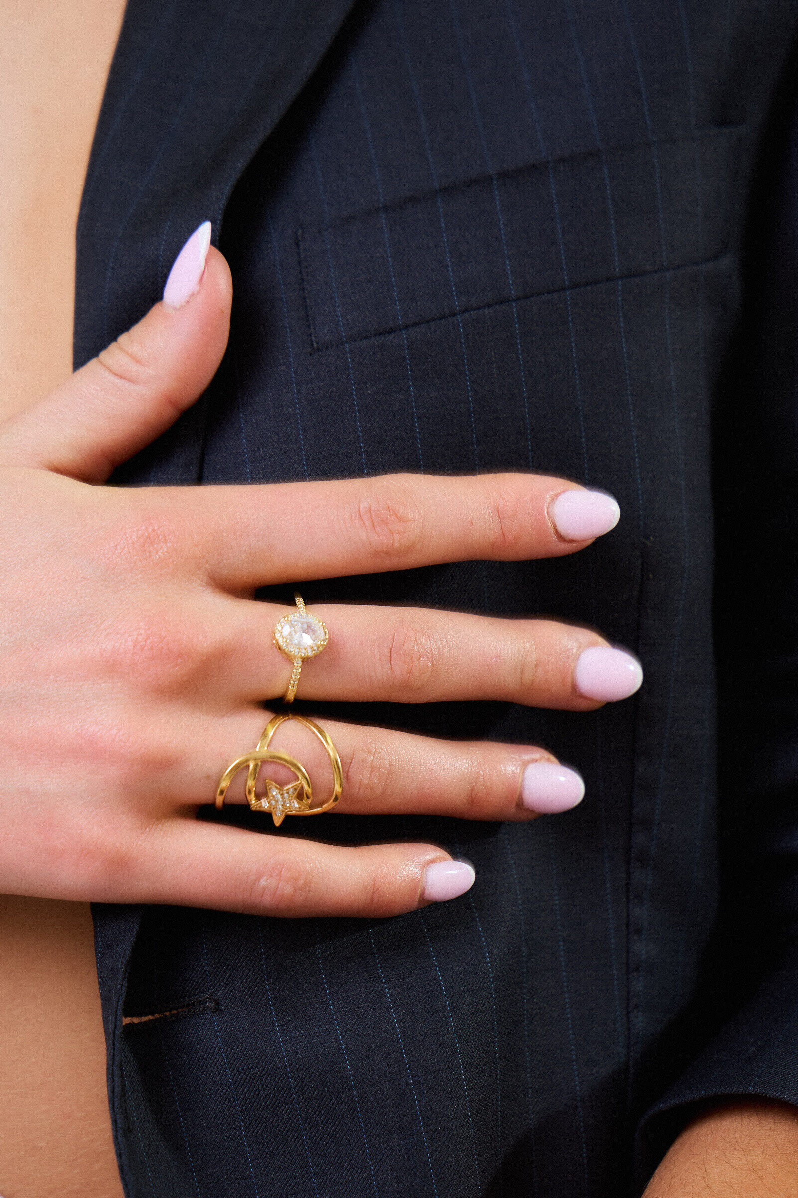 Grossiste Bellissima - Bague Ajustable Strass en Acier Inoxydable