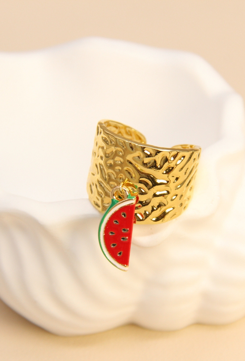 Grossiste Bellissima - Bague Breloque Pastèque Ajustable – Fraîcheur Exotique Inoxydable