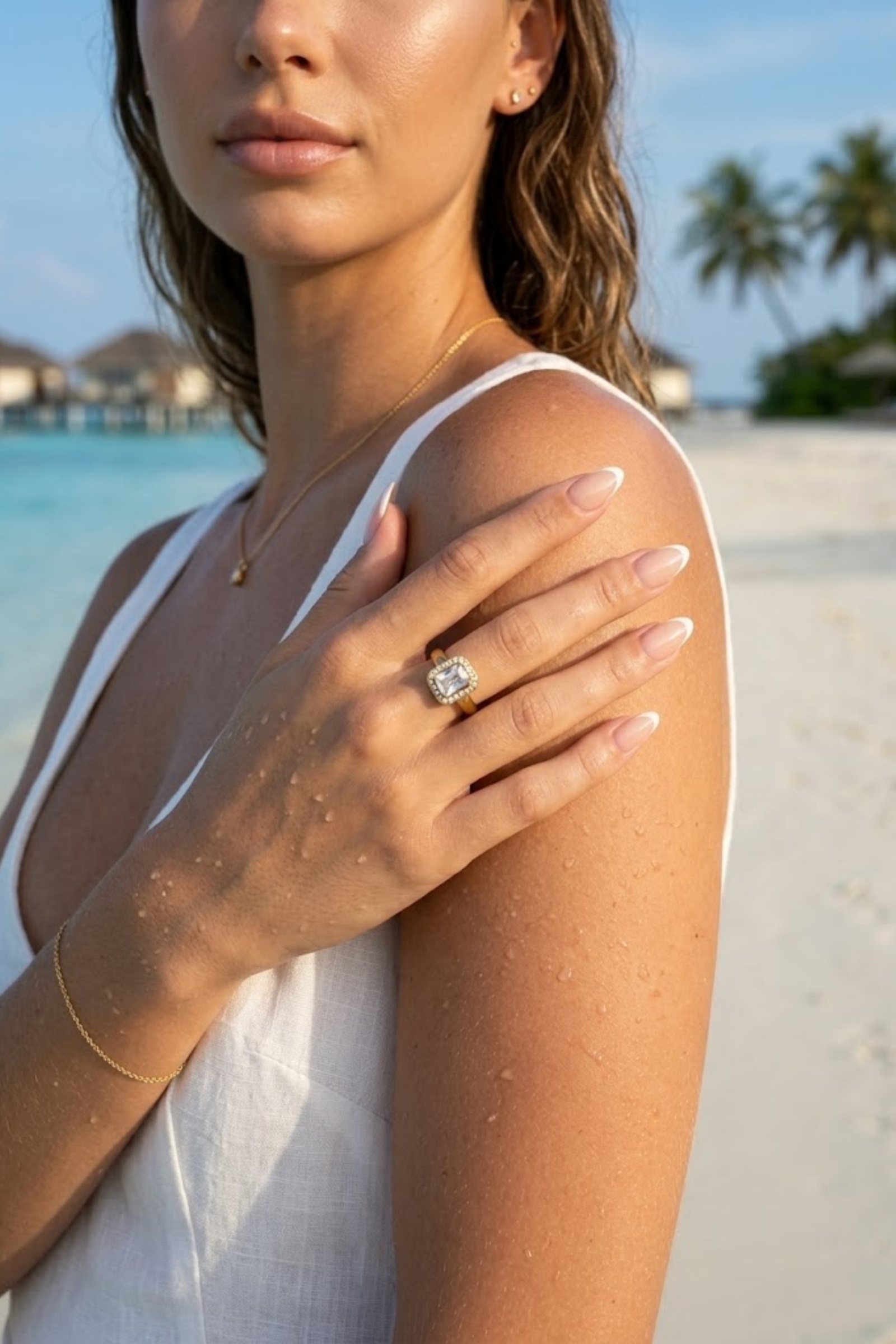 Grossista Bellissima - Anello Quadrato con Strass in Acciaio Inossidabile – Eleganza Radiosa