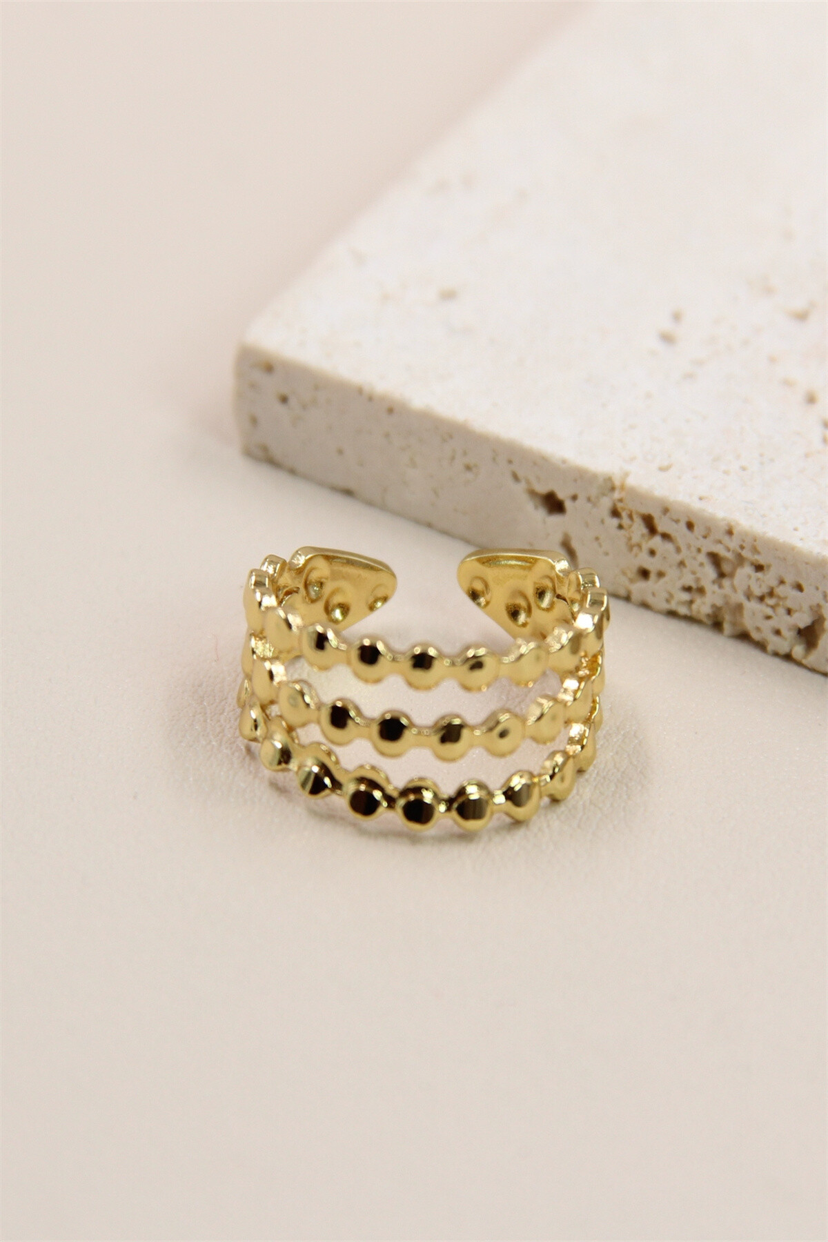 Grossista Bellissima - Anello in acciaio inossidabile regolabile, design geometrico
