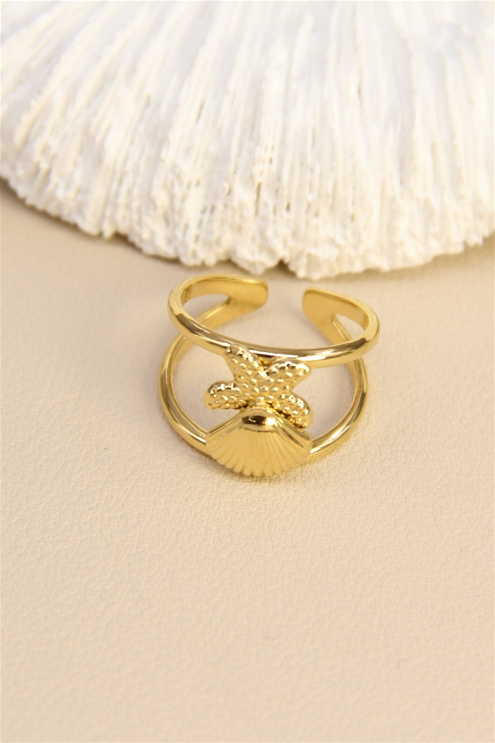 Grossiste Bellissima - Bague “Étoile & Coquillage” – Acier inoxydable