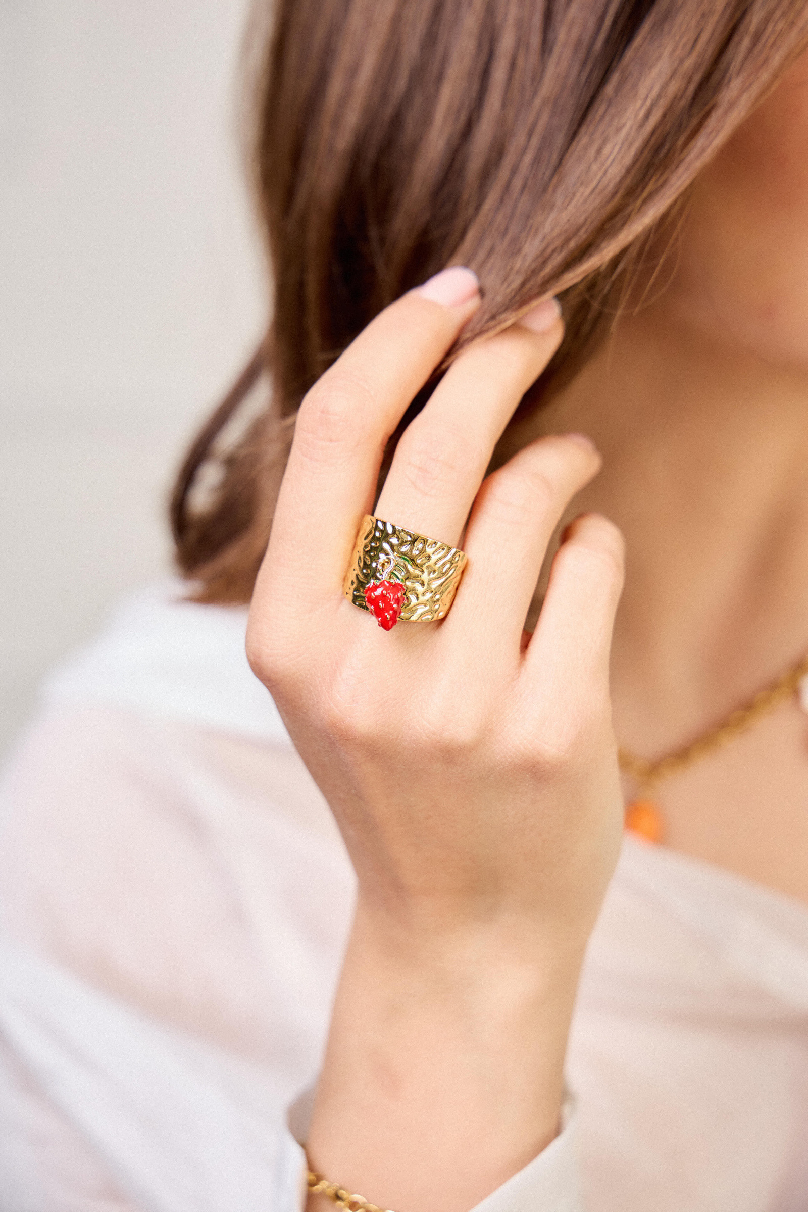 Mayorista Bellissima - Anillo de fresa ajustable - fantasía inoxidable
