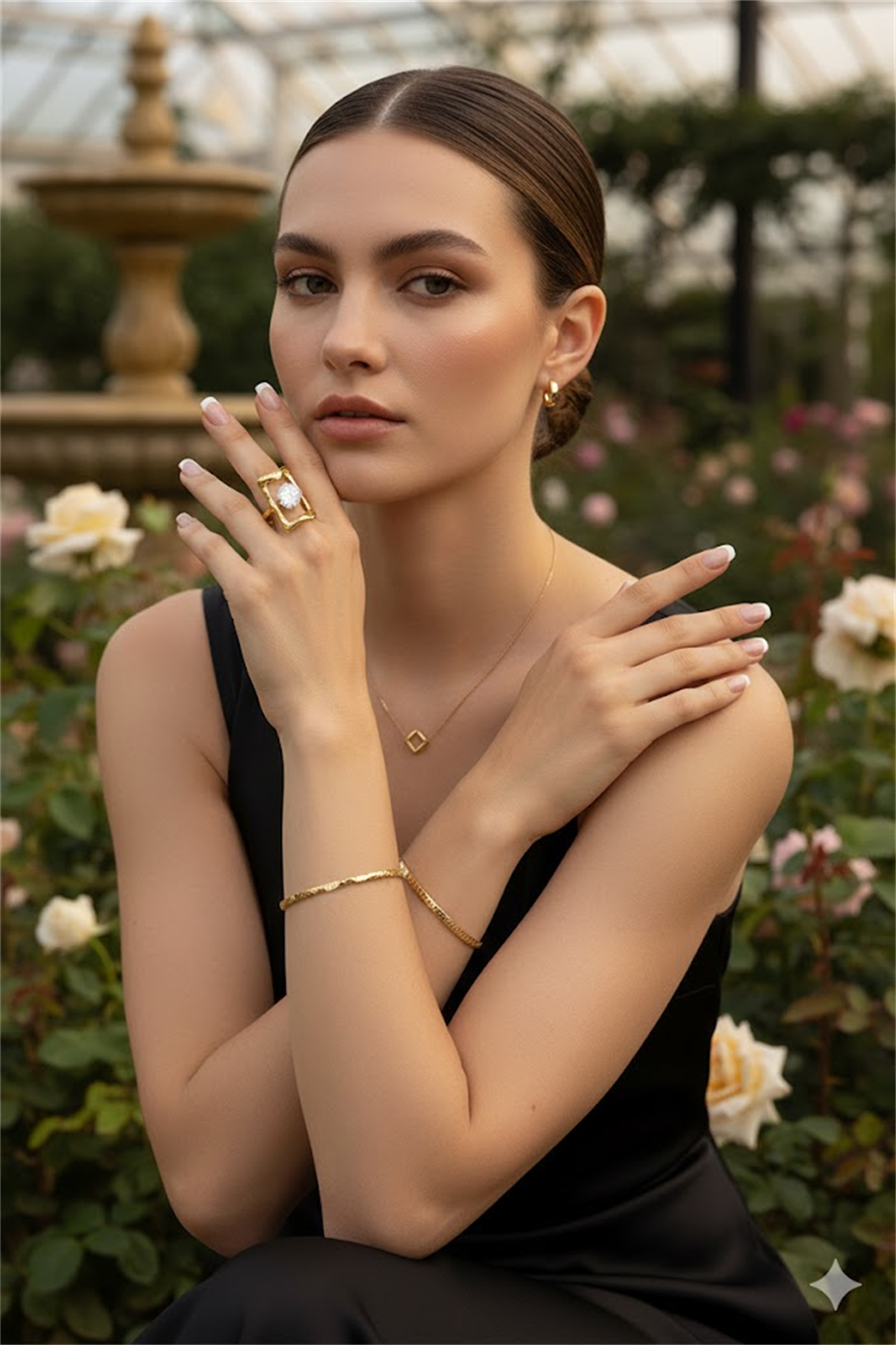 Grossiste Bellissima - Bague Design Géométrique en Acier Inoxydable Ornée de Cristal