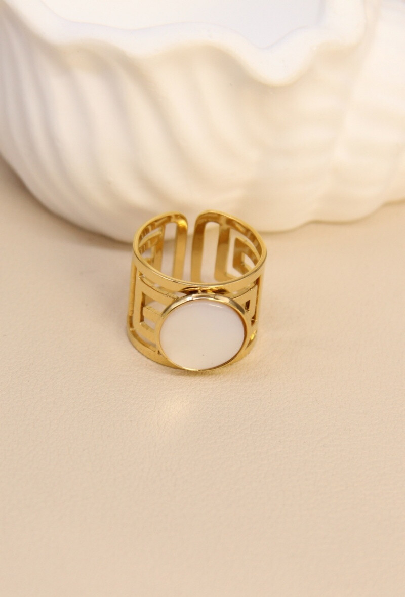 Grossiste Bellissima - Bague graphique en acier inoxydable – Médaillon coloré