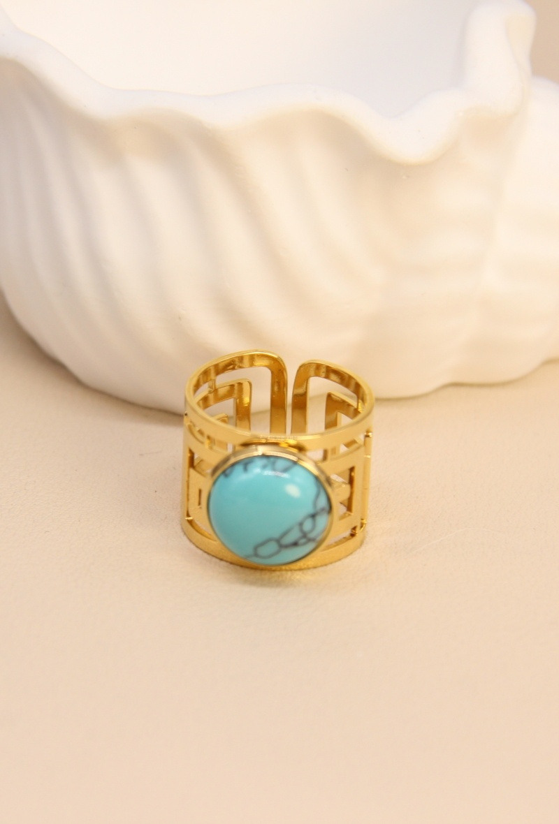 Grossiste Bellissima - Bague graphique en acier inoxydable – Médaillon coloré