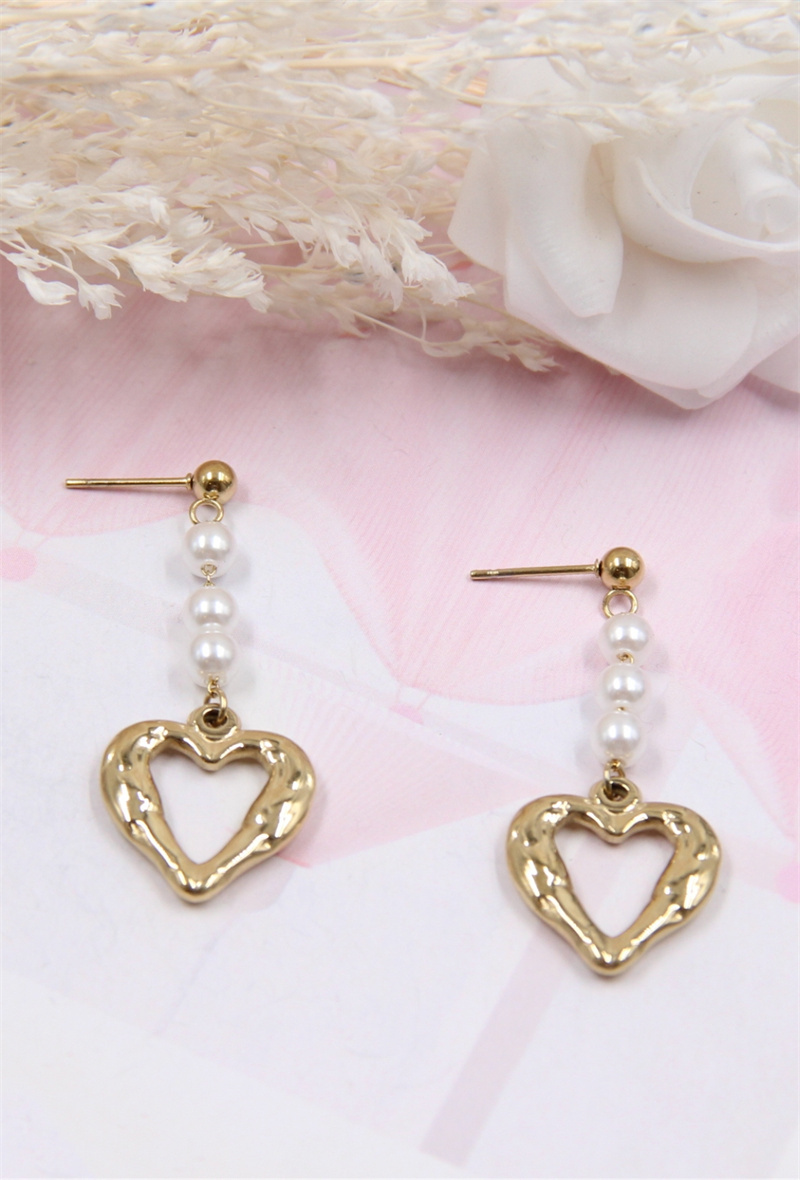 Großhändler Bellissima - Pendiente de corazón decorado con perla de acero