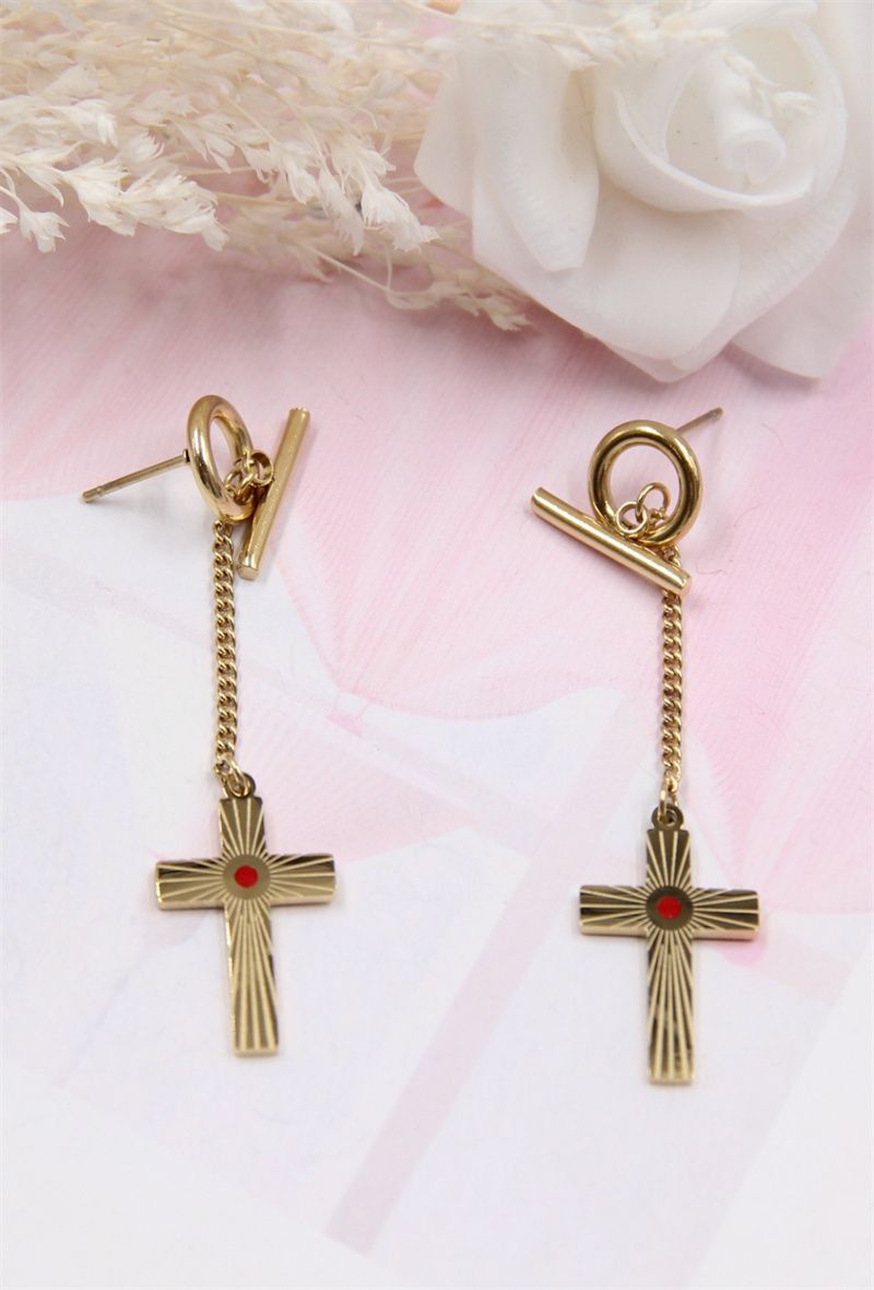 Großhändler Bellissima - Hängender Kreuzohrring aus Edelstahl