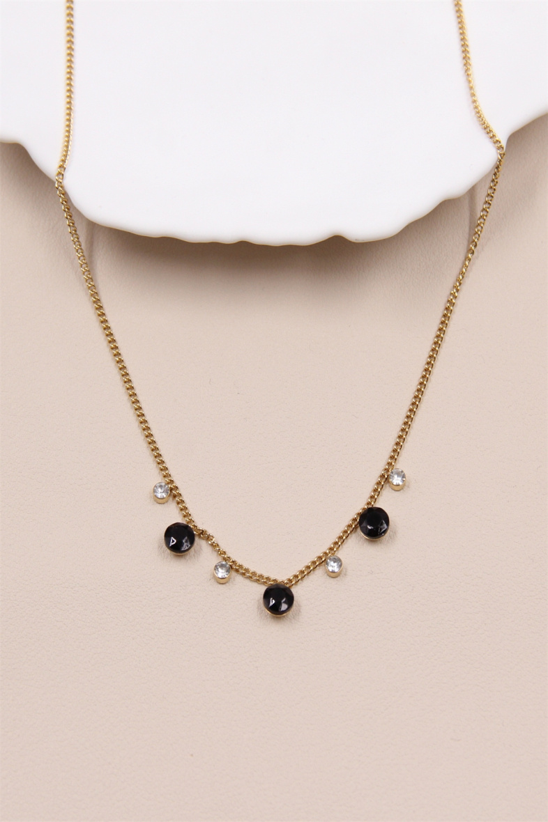 Mayorista Bellissima - Collar de acero inoxidable con adornos de cristal