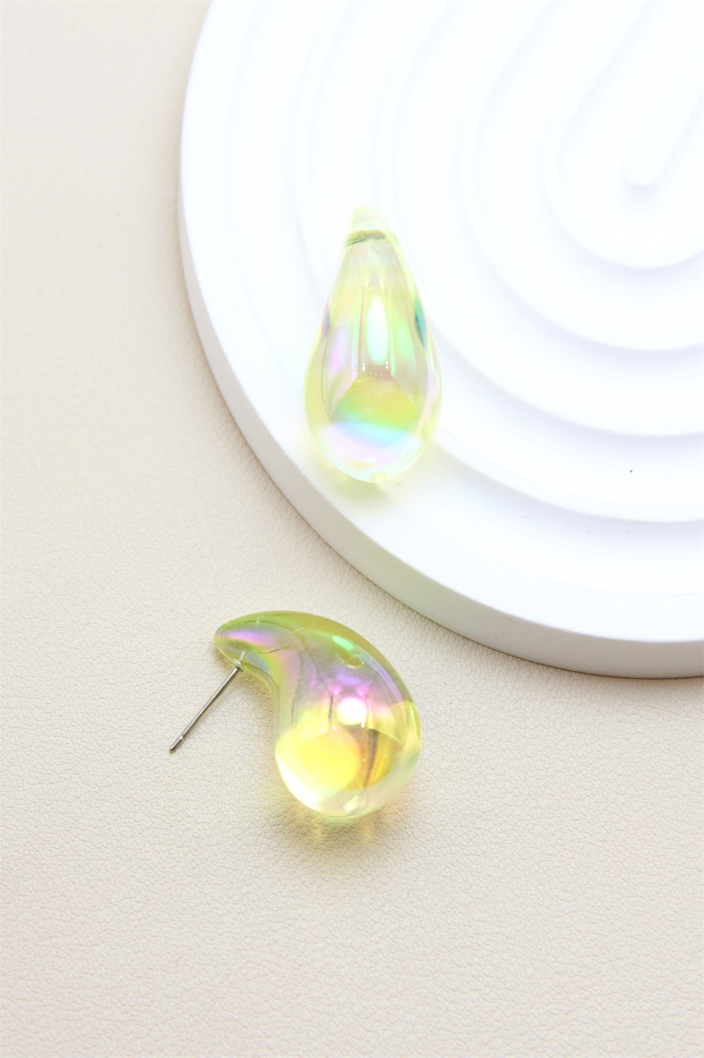 Grossiste Bellissima - Boucle d'oreille goutte 3 cm effet éclat multicolore en acier inoxydable