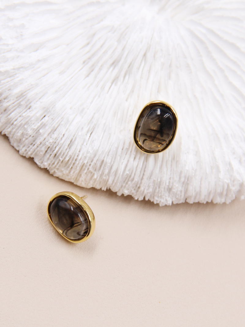 Wholesaler Bellissima - Hypoallergenic chip resin oval earring