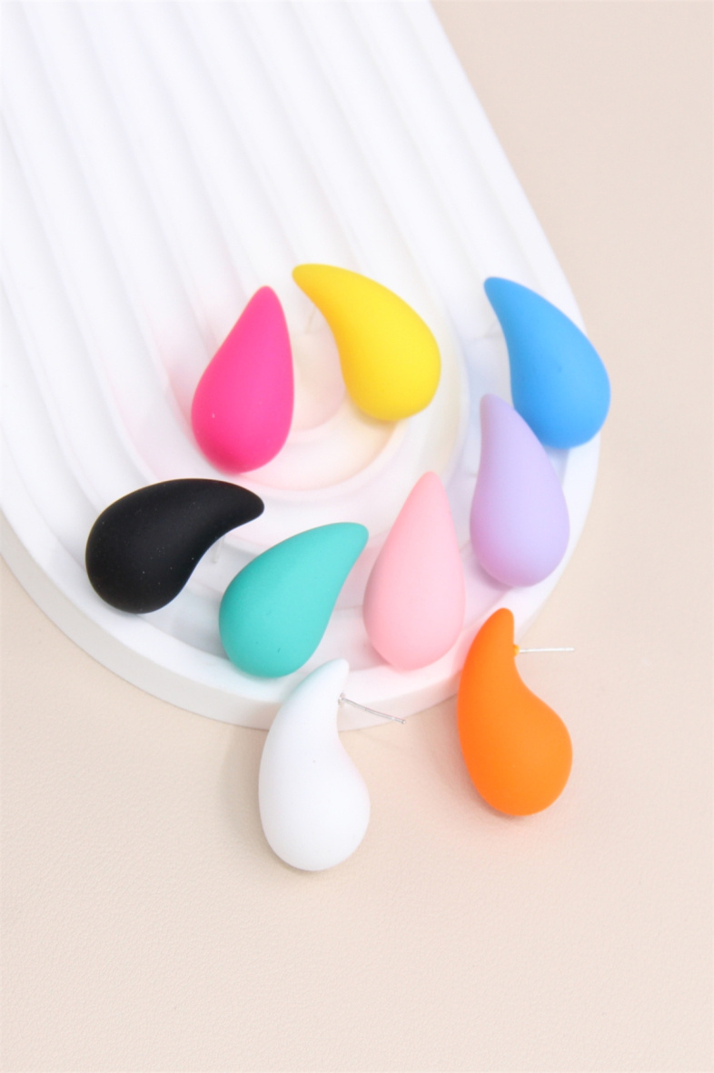 Grossiste Bellissima - Boucle d'oreille goutte 3 cm effet vif mat en acier inoxydable