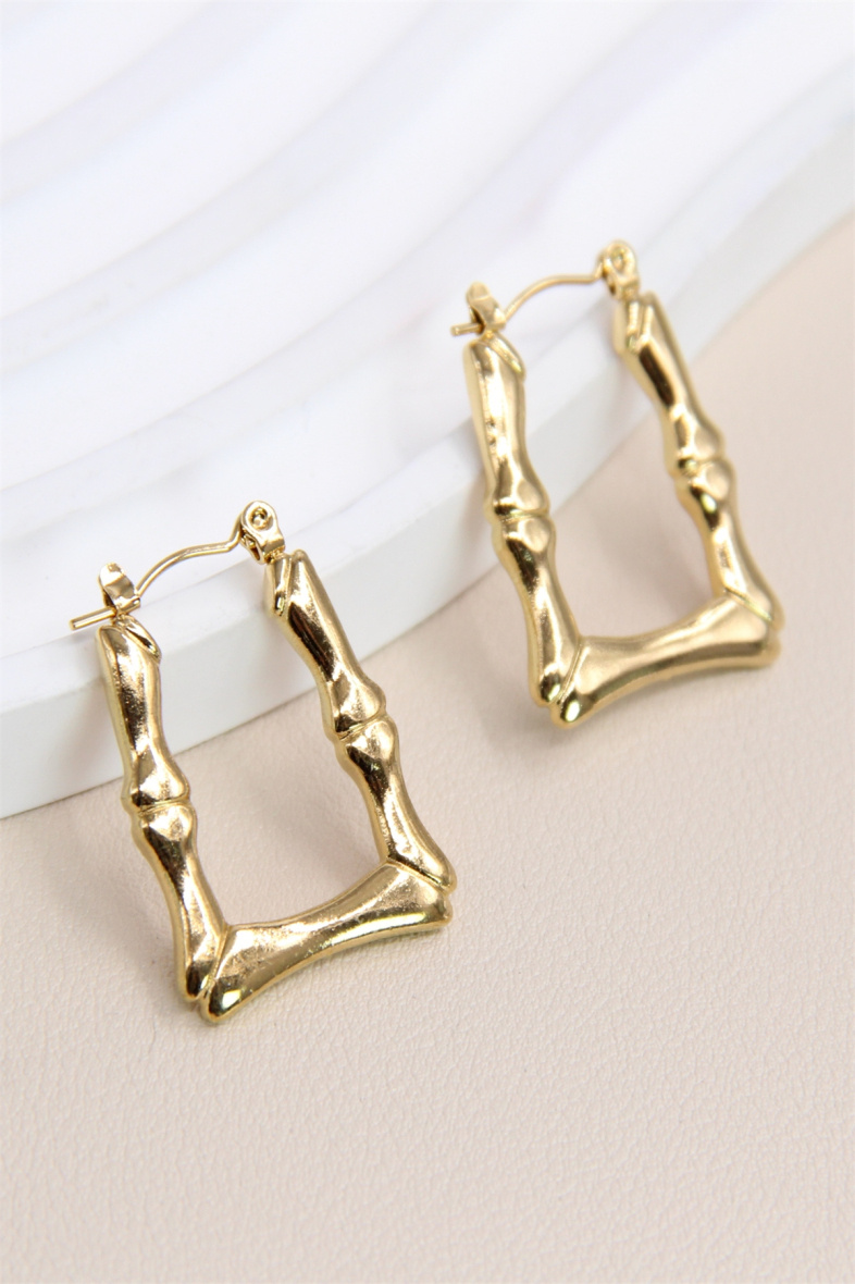 Grossista Bellissima - Orecchino a cerchio con design a U con sicuro accessorio in acciaio inossidabile