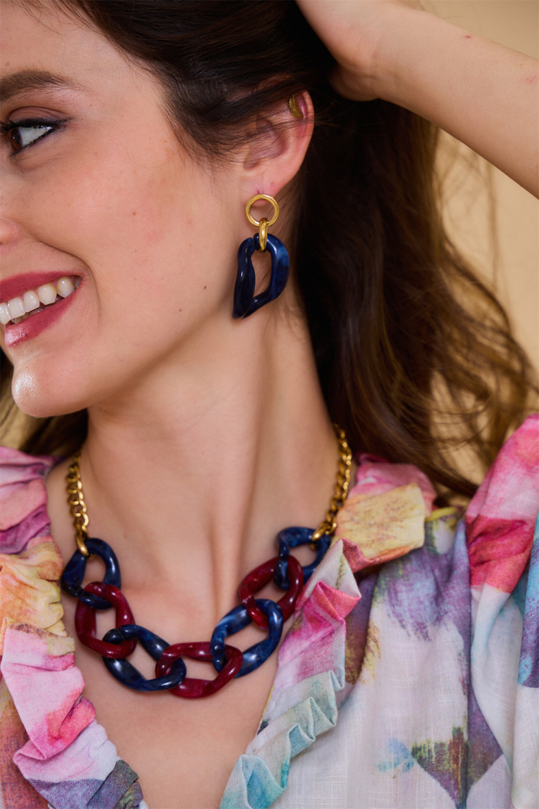 Wholesaler Bellissima - Shiny resin hoop earring in stainless steel