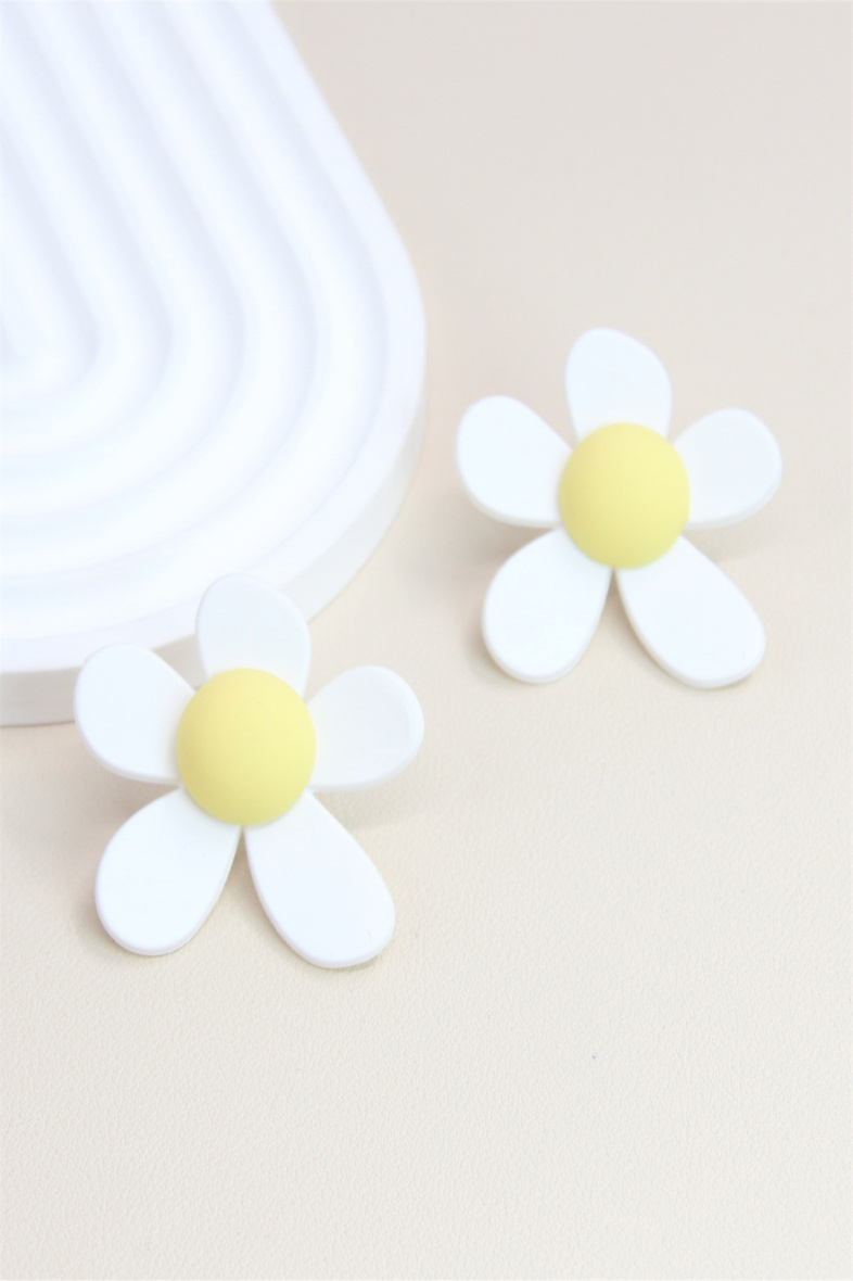 Großhändler Bellissima - Ohrring aus Kunstharz mit Blumendesign, 48 mm, aus Edelstahl