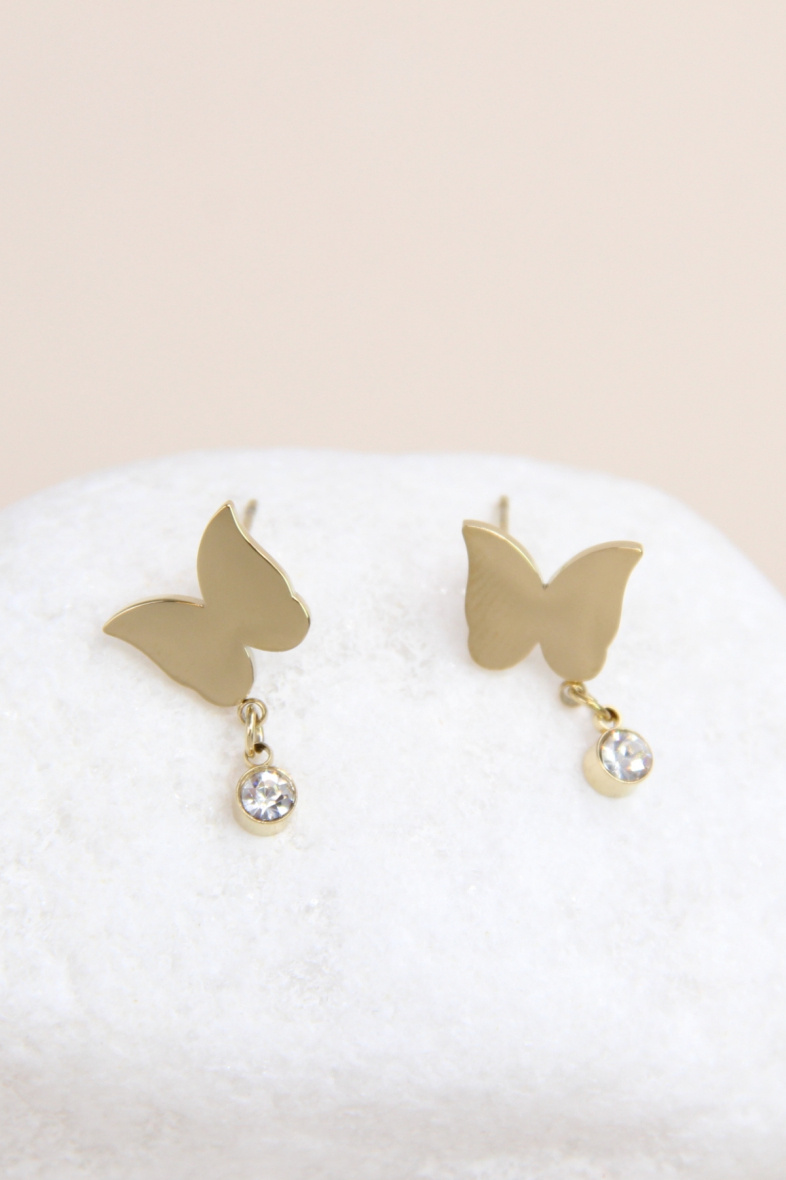 Grossiste Bellissima - Boucle d'oreille papillon orné de strass