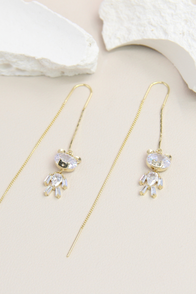 Mayorista Bellissima - Pendiente Osito en Tallo de Plata 925 - Charm Encantado
