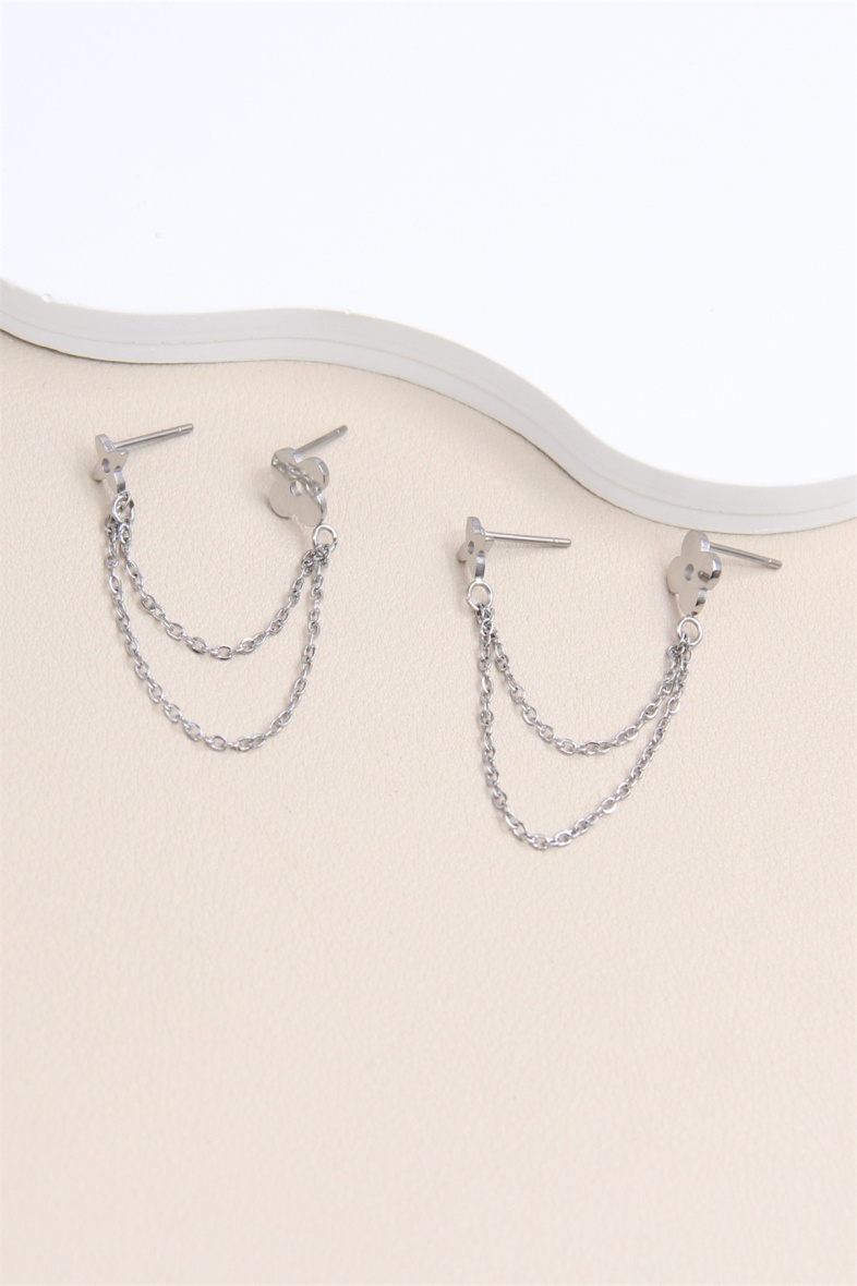 Wholesaler Bellissima - Stainless steel clover dangling earrings