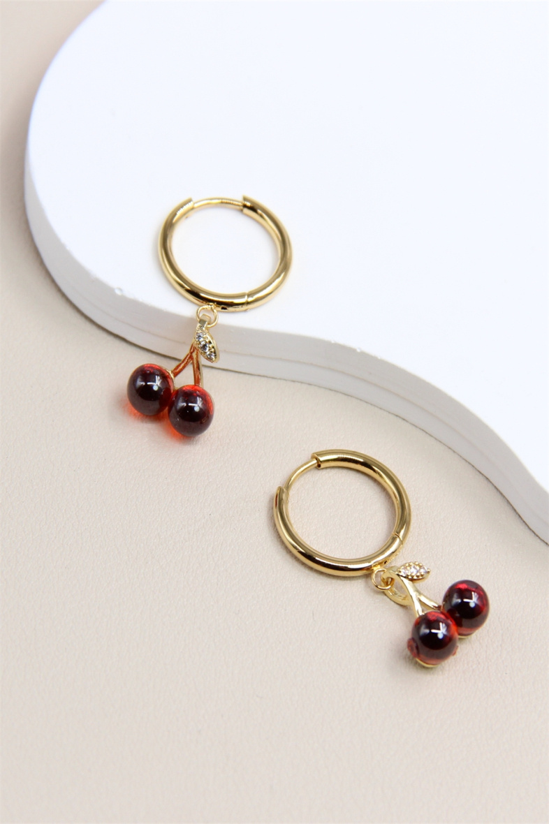 Wholesaler Bellissima - Cherry Hoop Earrings in Stainless Steel