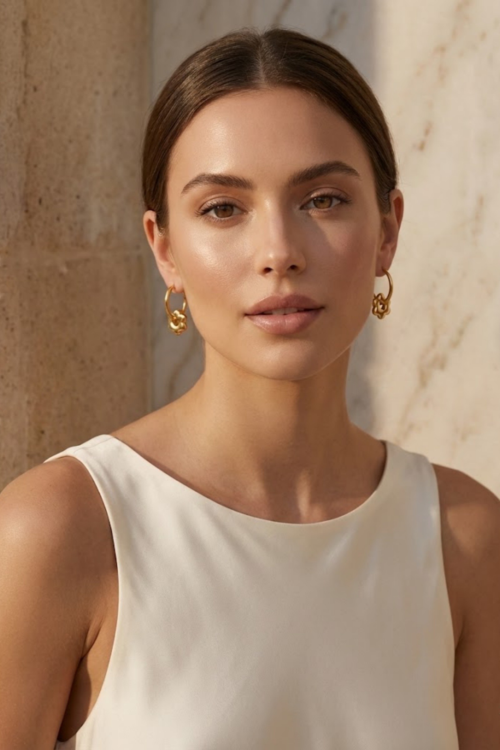 Grossiste Bellissima - Boucles d’Oreilles Créoles Fleur en Acier Inoxydable